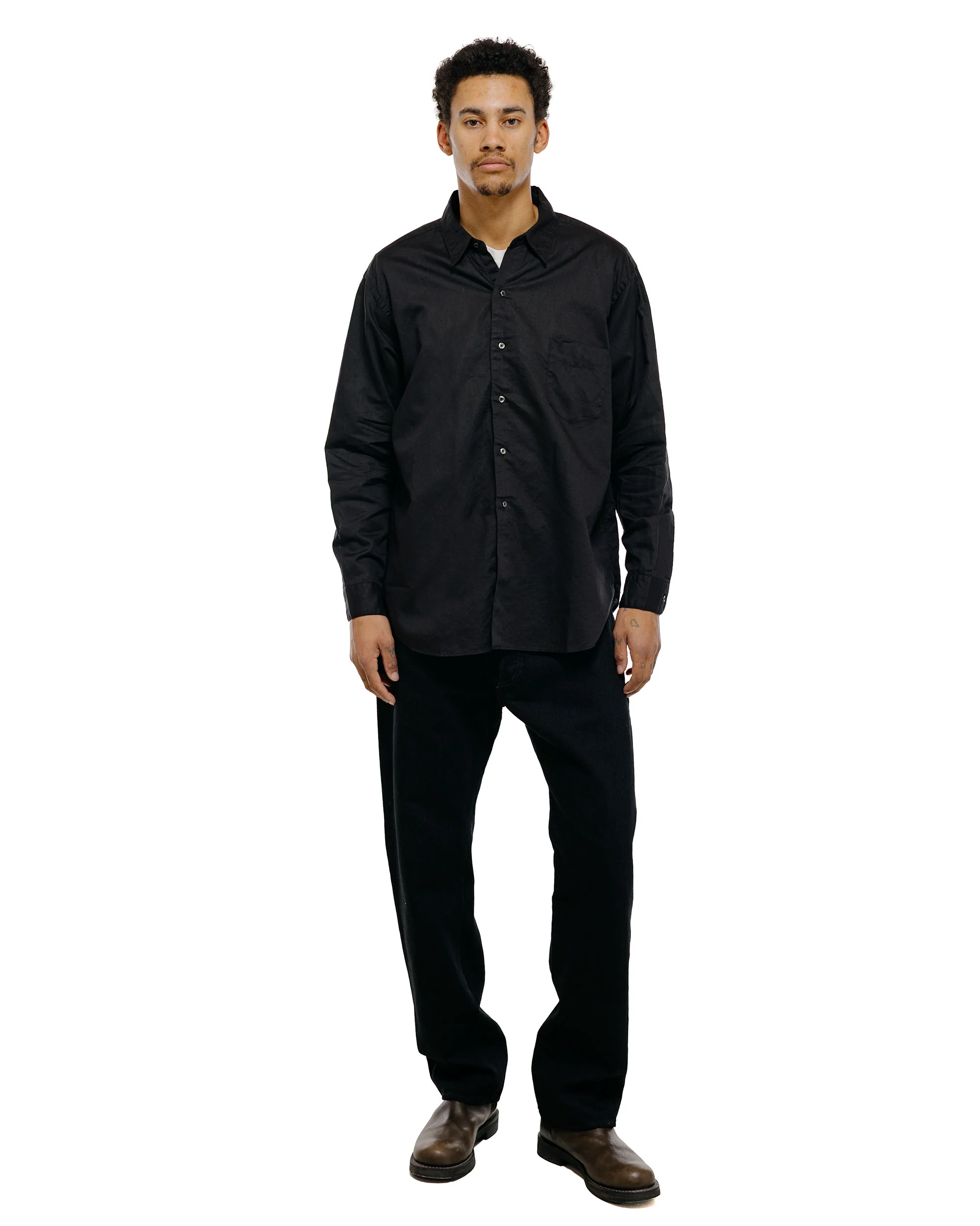 CIOTA Regular Collar Shirt Cotton/Linen Black - Image 5