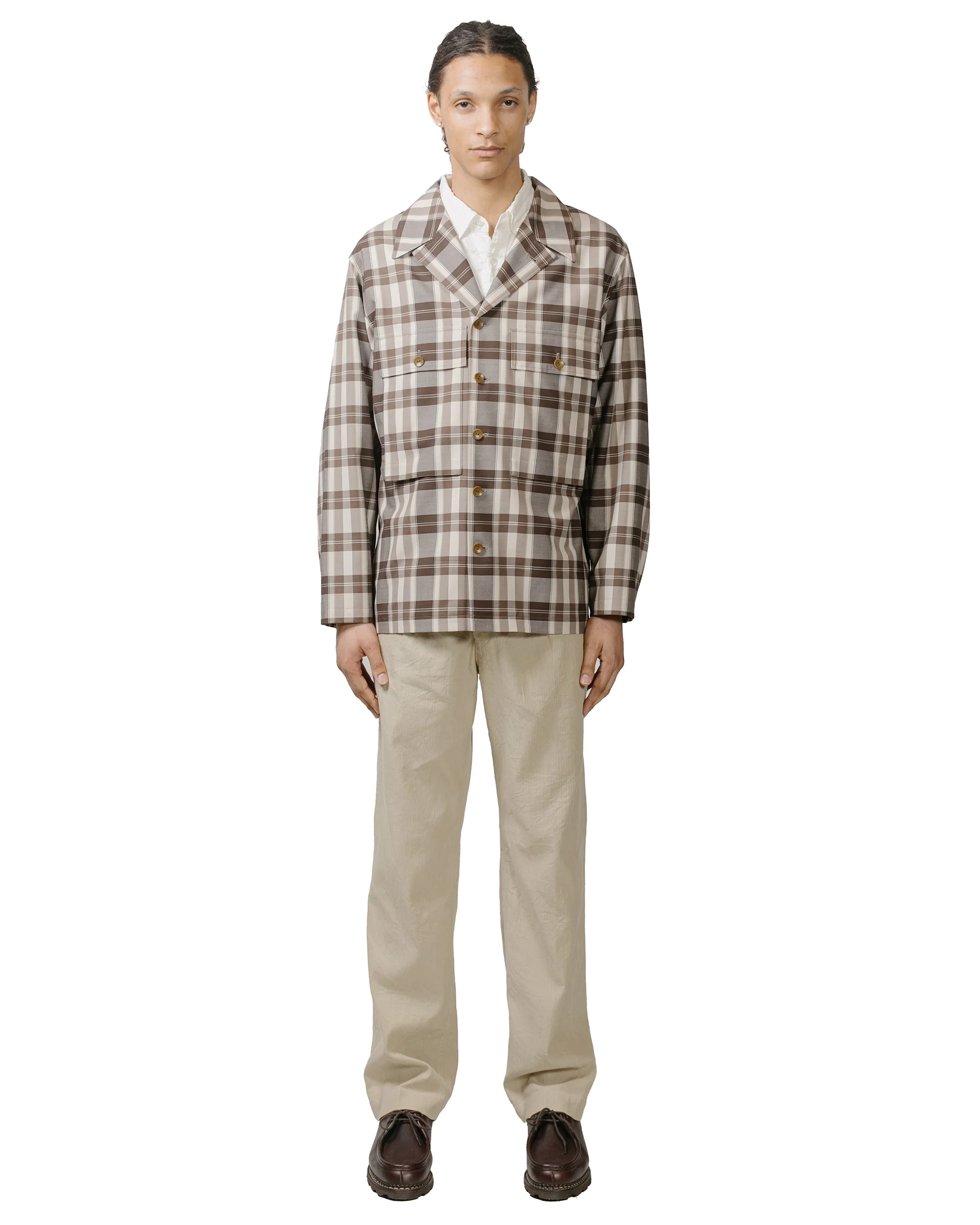 Cohérence Vernon-D Antique Wool Gabardine Jacket Beige Check - Image 4
