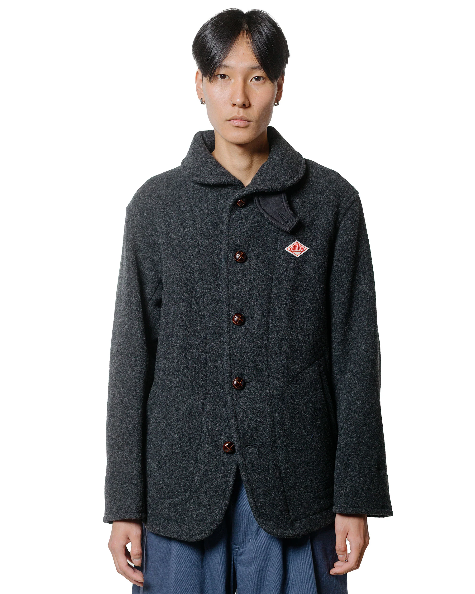 Danton Wool Pile Collar Round Jacket Charcoal - Image 2
