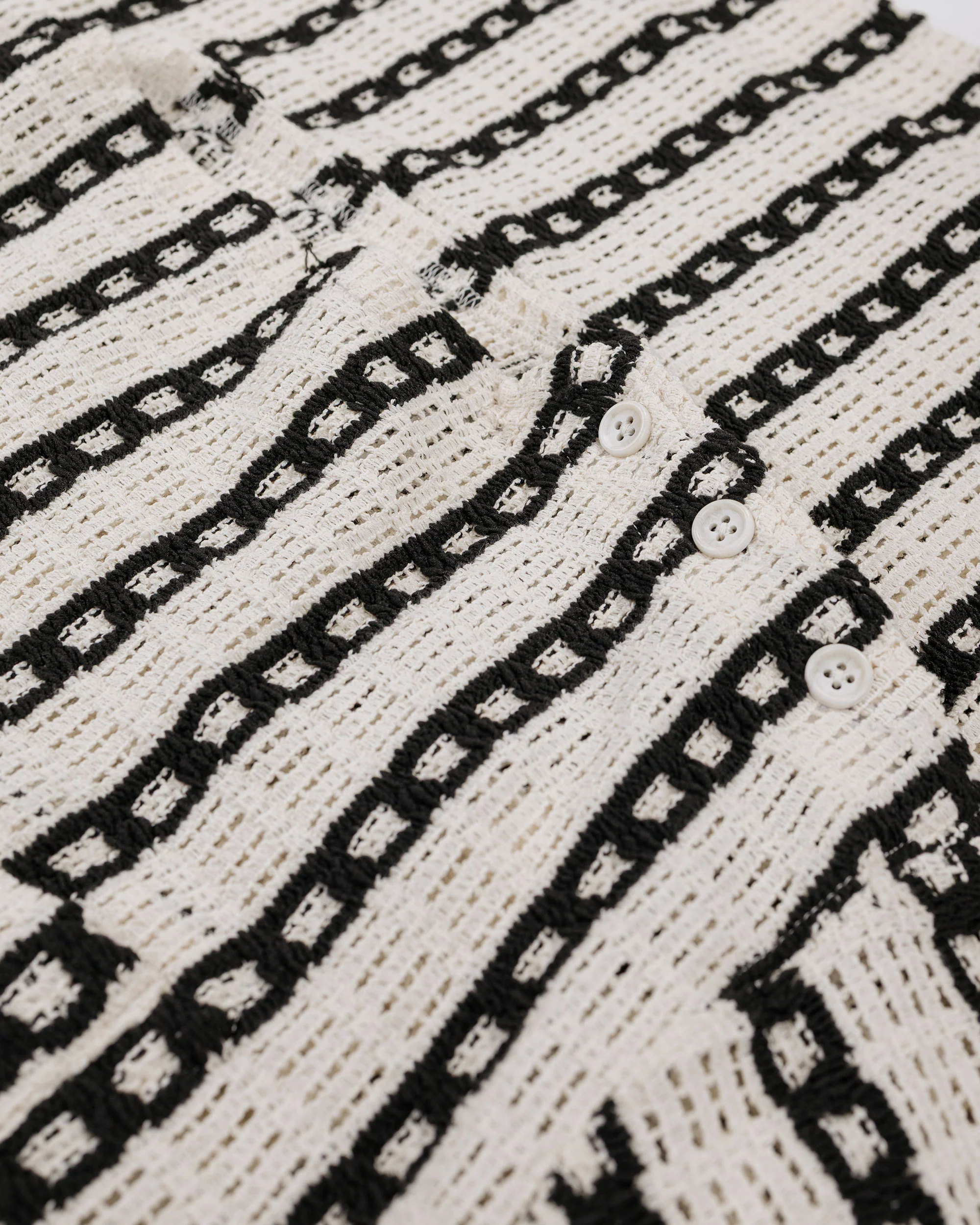 Engineered Garments Basque Shirt White/Black Stripe CP Crochet - Image 5
