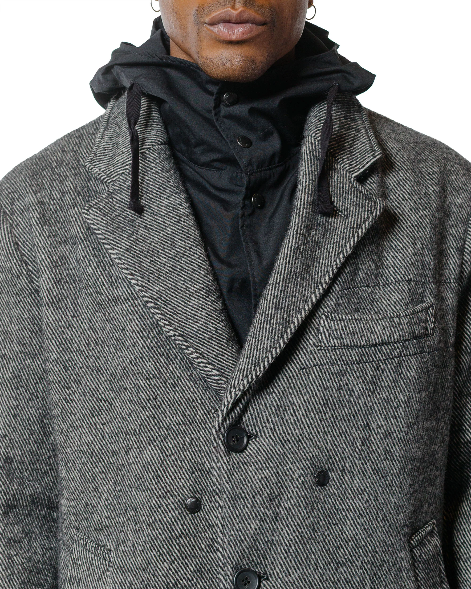 Engineered Garments Chester Coat Black Wool Shaggy Twill - Image 5