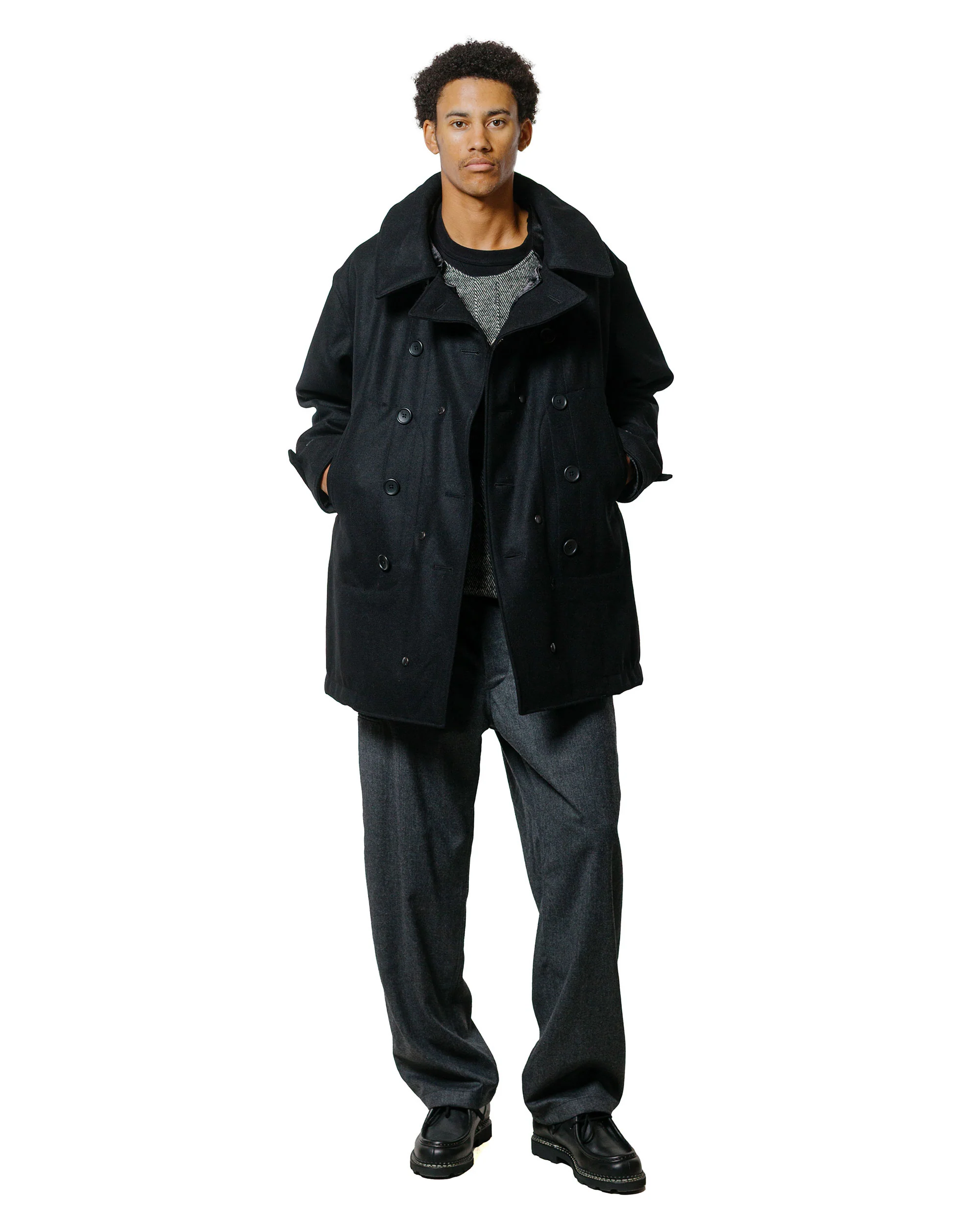 Engineered Garments Fireman Jacket Black 24oz Wool Melton - Image 4
