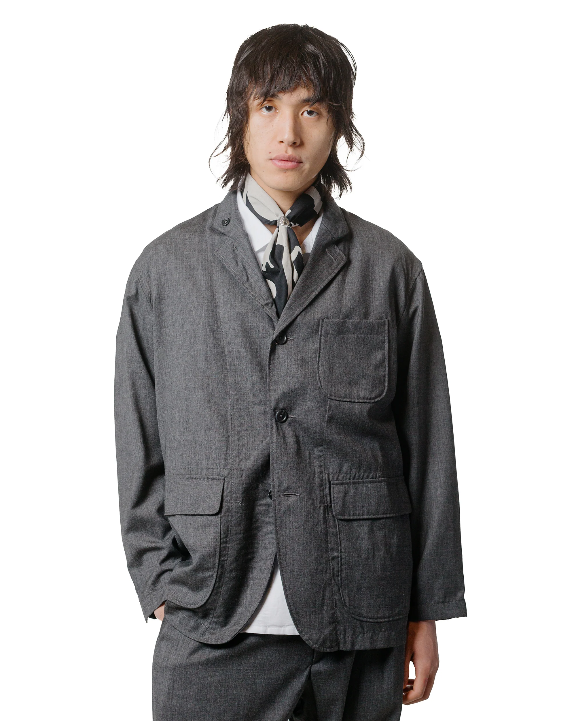 Engineered Garments Loiter Jacket Charcoal Tropical Wool - Image 2
