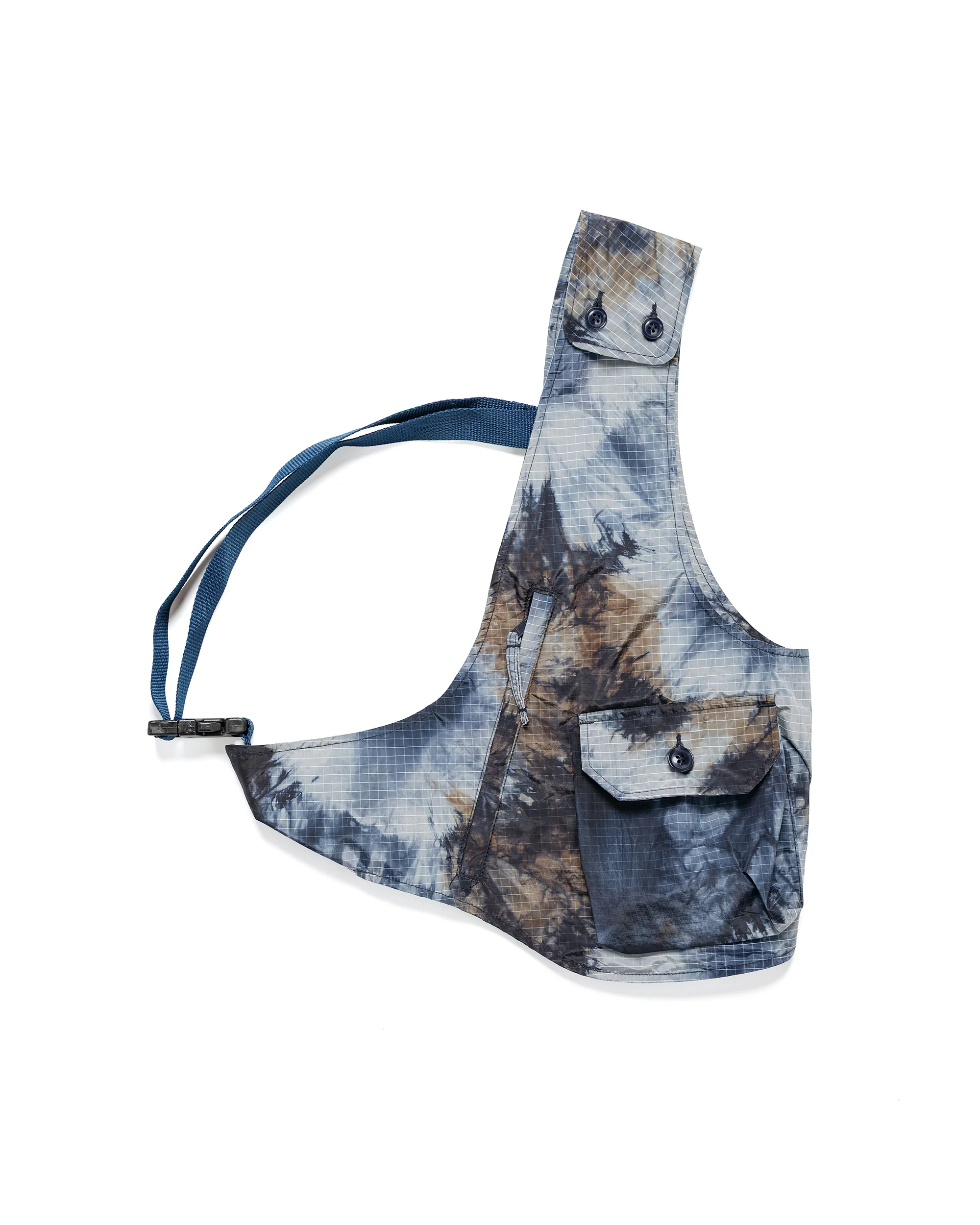 Engineered Garments Shoulder Vest Navy Nylon Tie Dye Print Ripstop