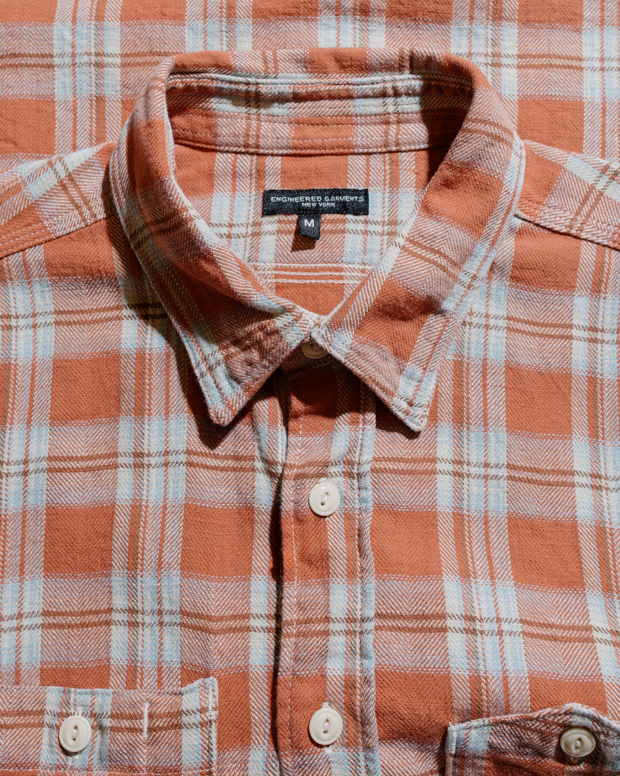 Engineered Garments Work Shirt Pink Cotton Plaid Jacquard - Image 5