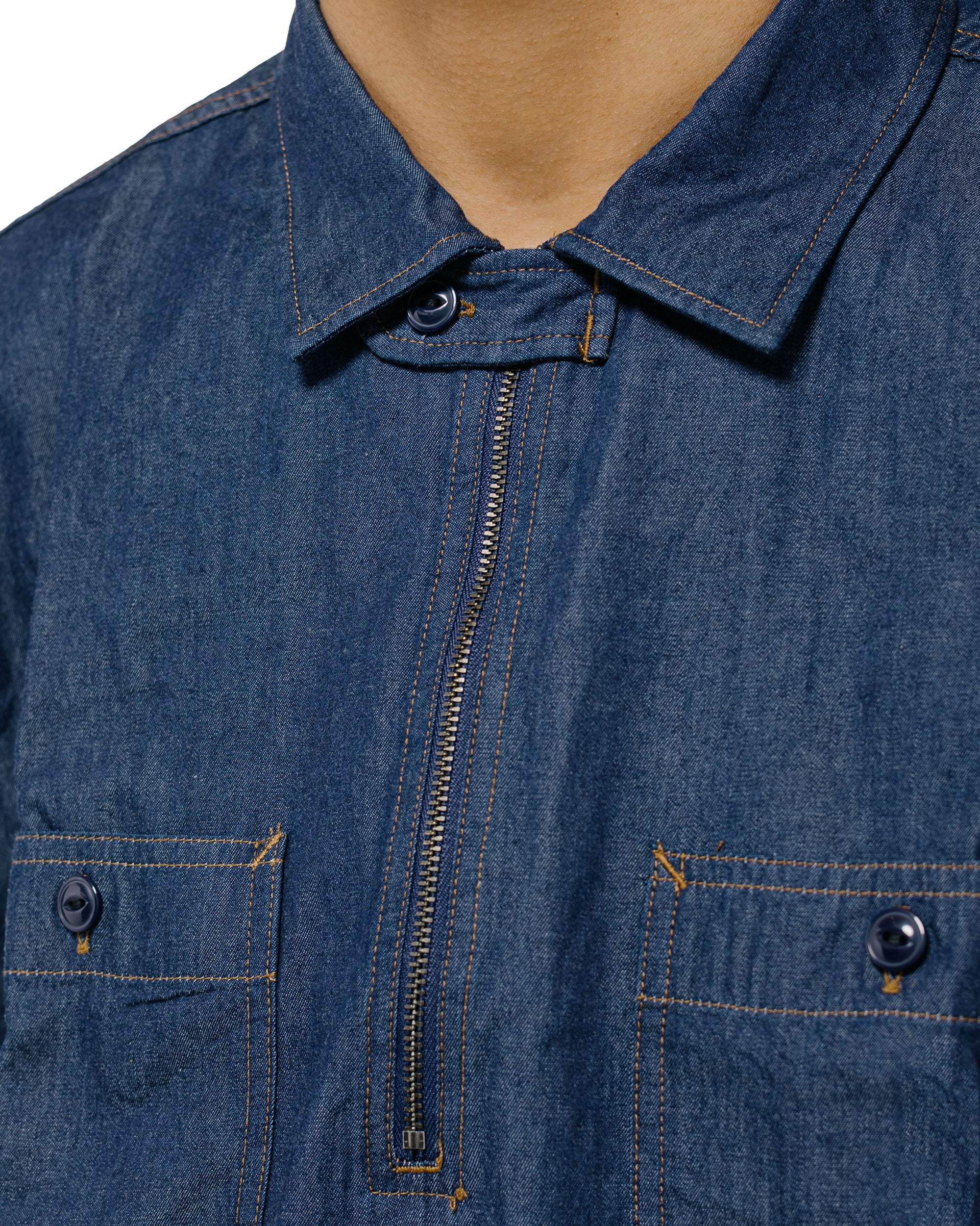 Engineered Garments Workaday Spinnaker Shirt Indigo 4.5oz Denim Shirting - Image 3