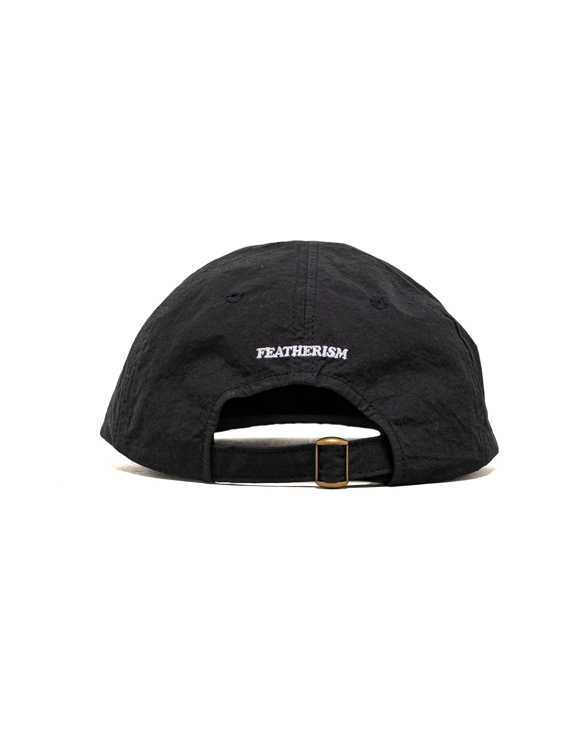 Found Feather 6 Panel Strap Back Cap Cotton Nylon Dyed Cloth Black - Image 2