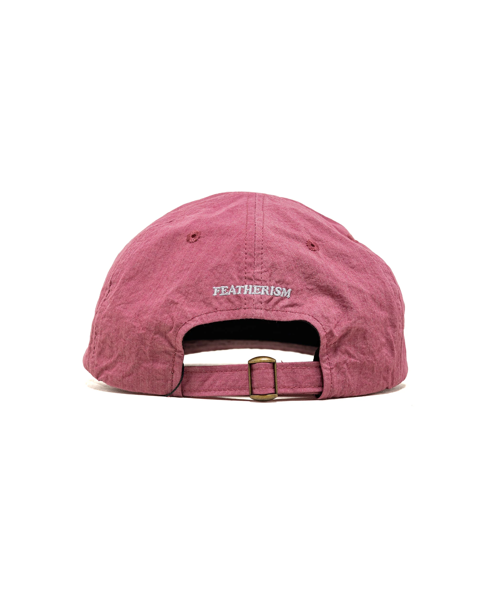 Found Feather 6 Panel Strap Back Cap Cotton Nylon Dyed Cloth Plum - Image 2