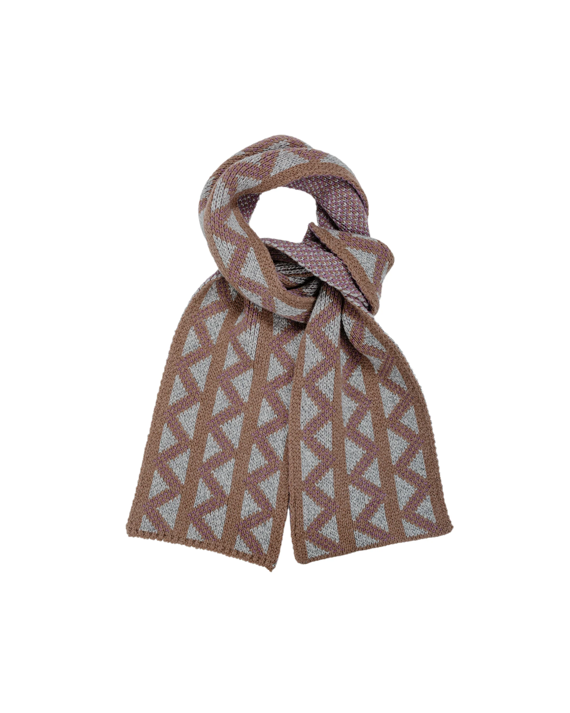 Found Feather Geo Scarf Italian Donegal Wool Brown