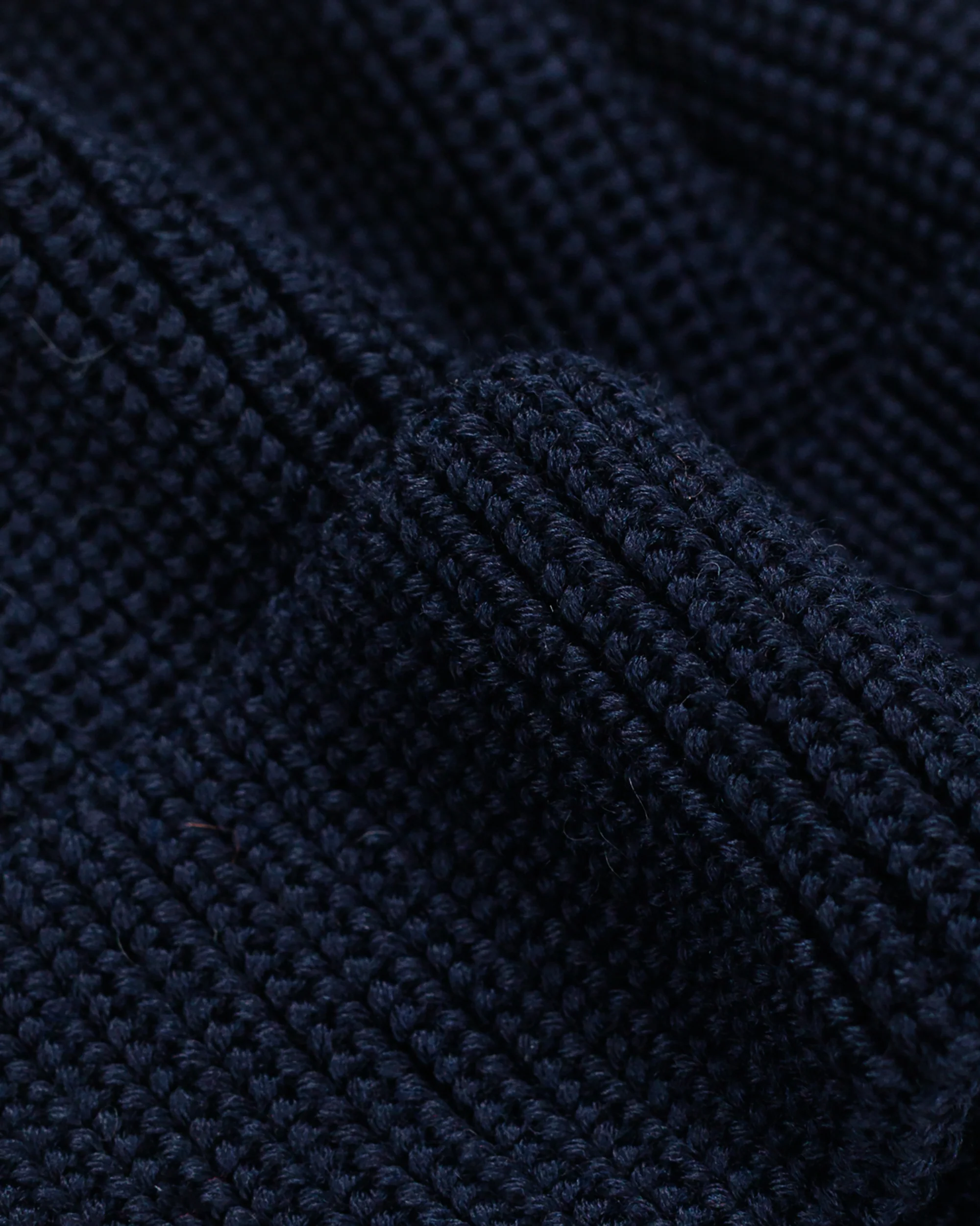 Found Feather Knit Watch Cap Italian Merino Wool Navy - Image 2