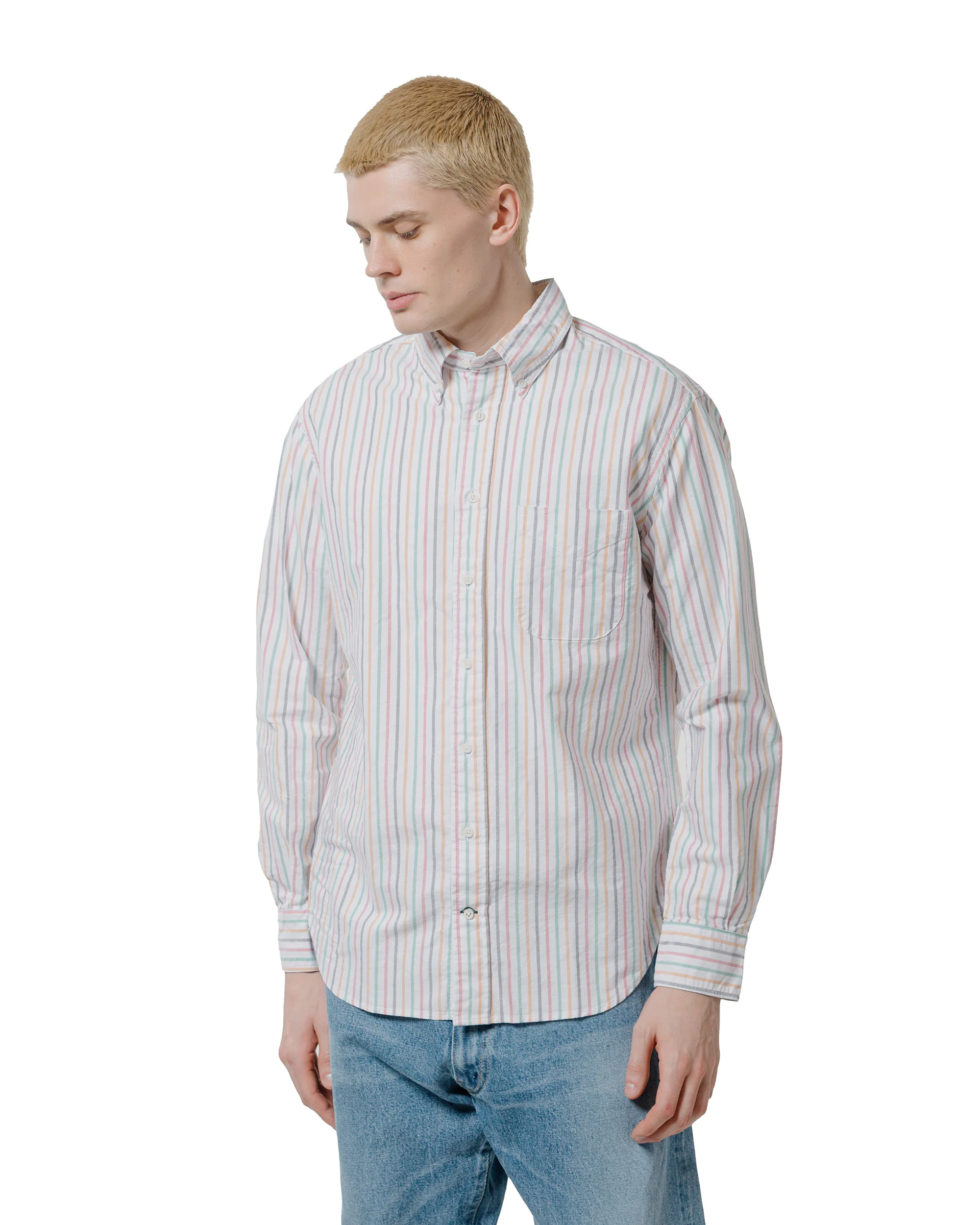Gitman Vintage Bros. Rasta Stripe Oxford Long Sleeve - Image 2