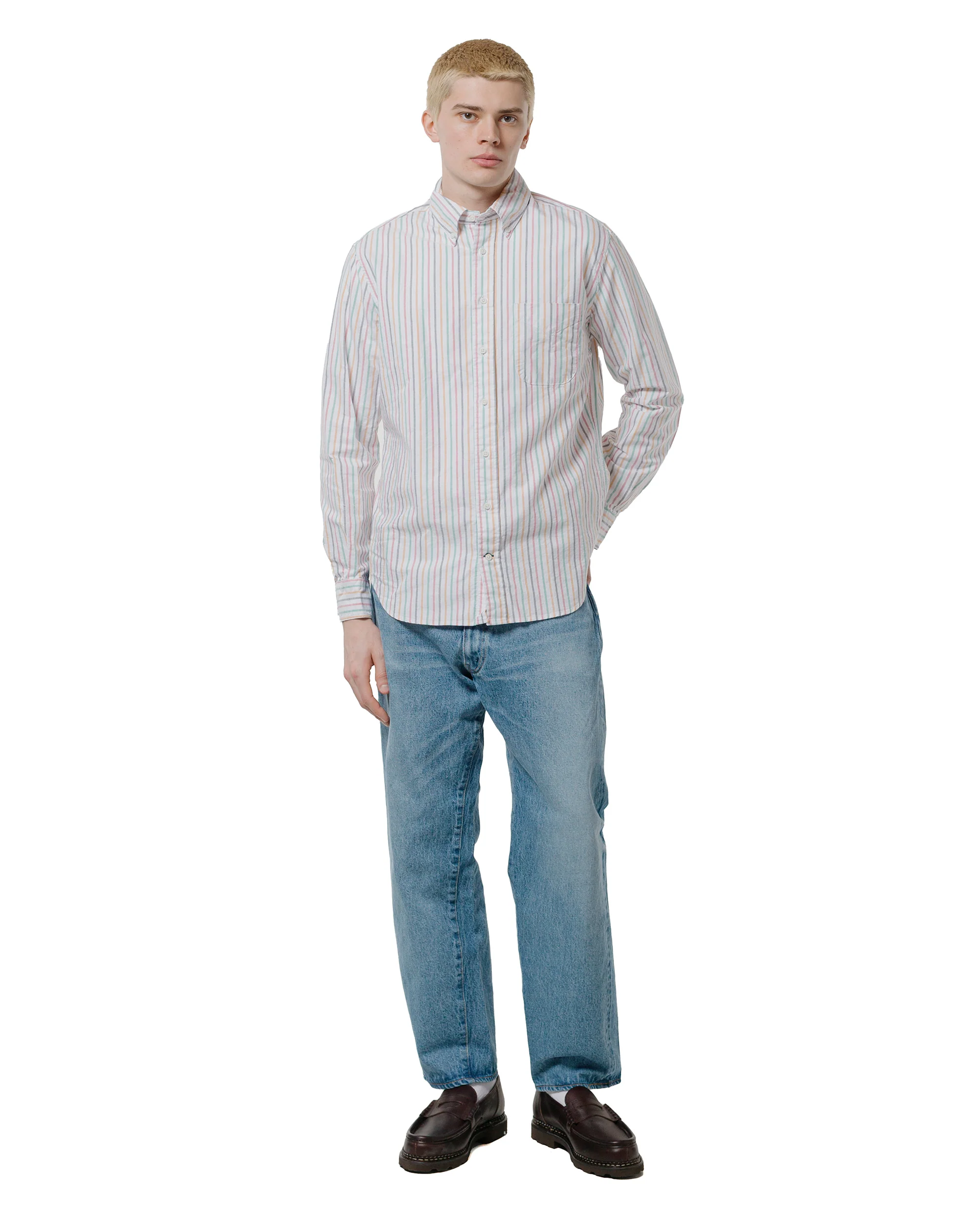 Gitman Vintage Bros. Rasta Stripe Oxford Long Sleeve - Image 4