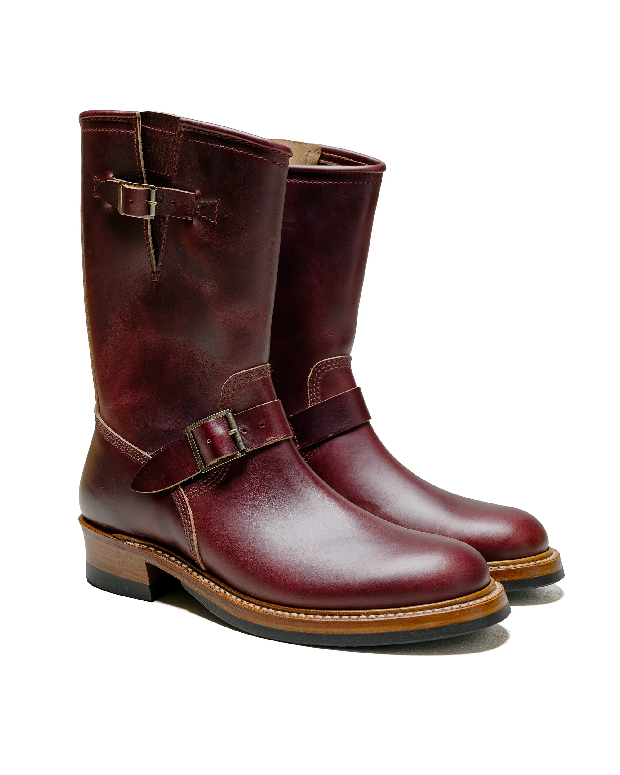 John Lofgren Bootmaker Wabash Engineer Boots Horween CXL Burgundy - Image 2