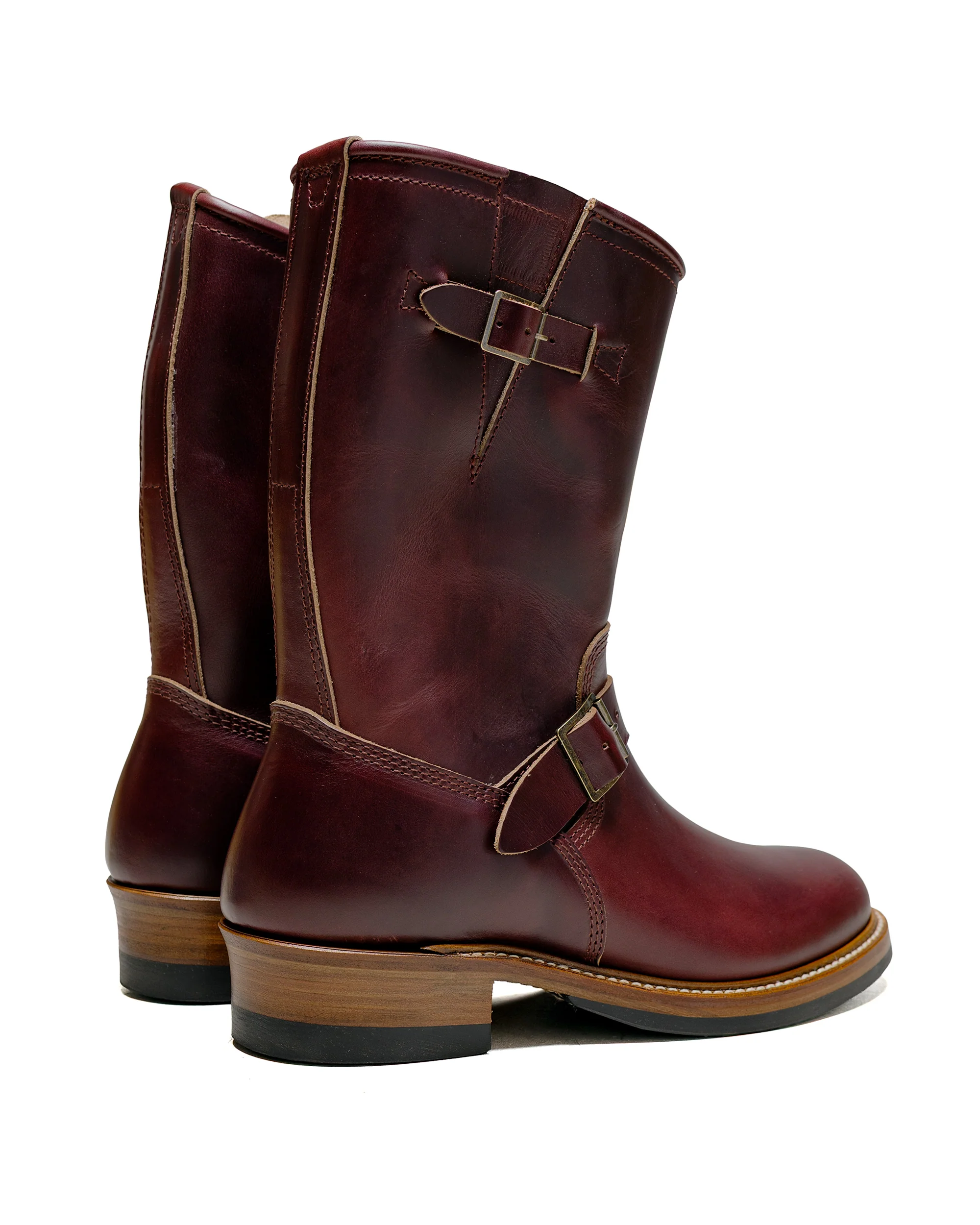 John Lofgren Bootmaker Wabash Engineer Boots Horween CXL Burgundy - Image 3