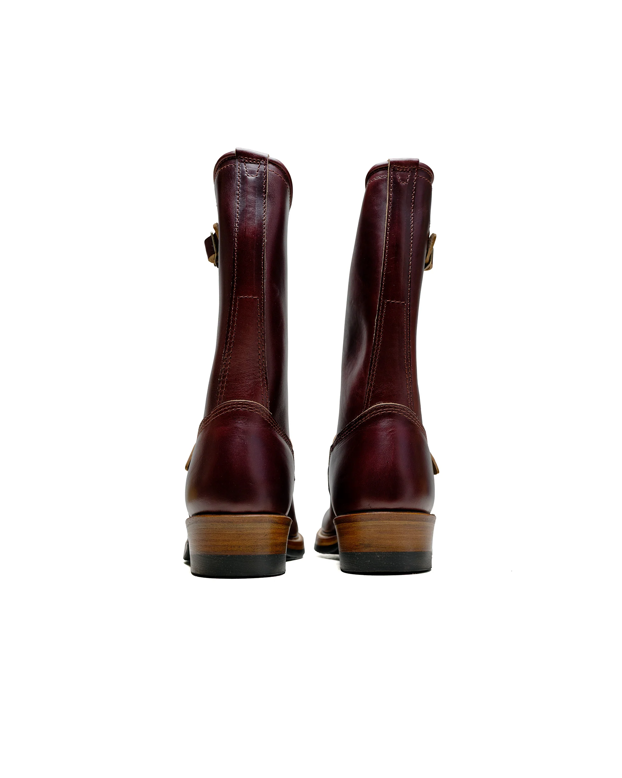 John Lofgren Bootmaker Wabash Engineer Boots Horween CXL Burgundy - Image 4