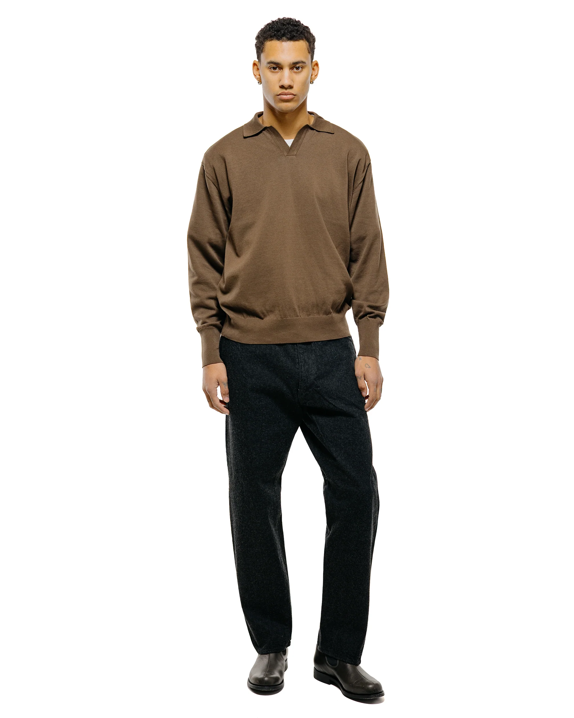 KAPTAIN SUNSHINE 5P Zipper Front Denim Pants Black One Wash - Image 4
