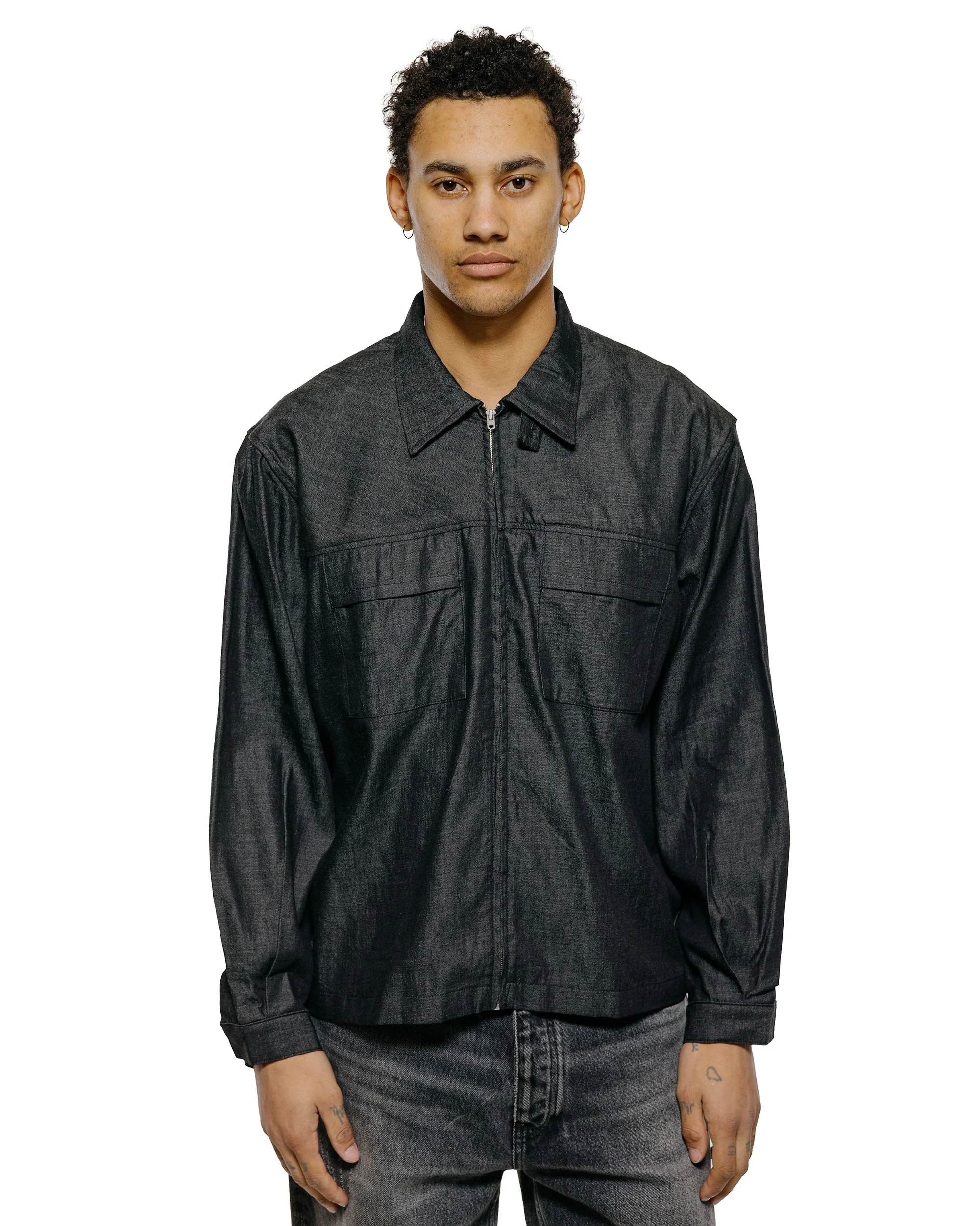 Lady White Co. Joliet Zip Shirt Black Chambray - Image 2