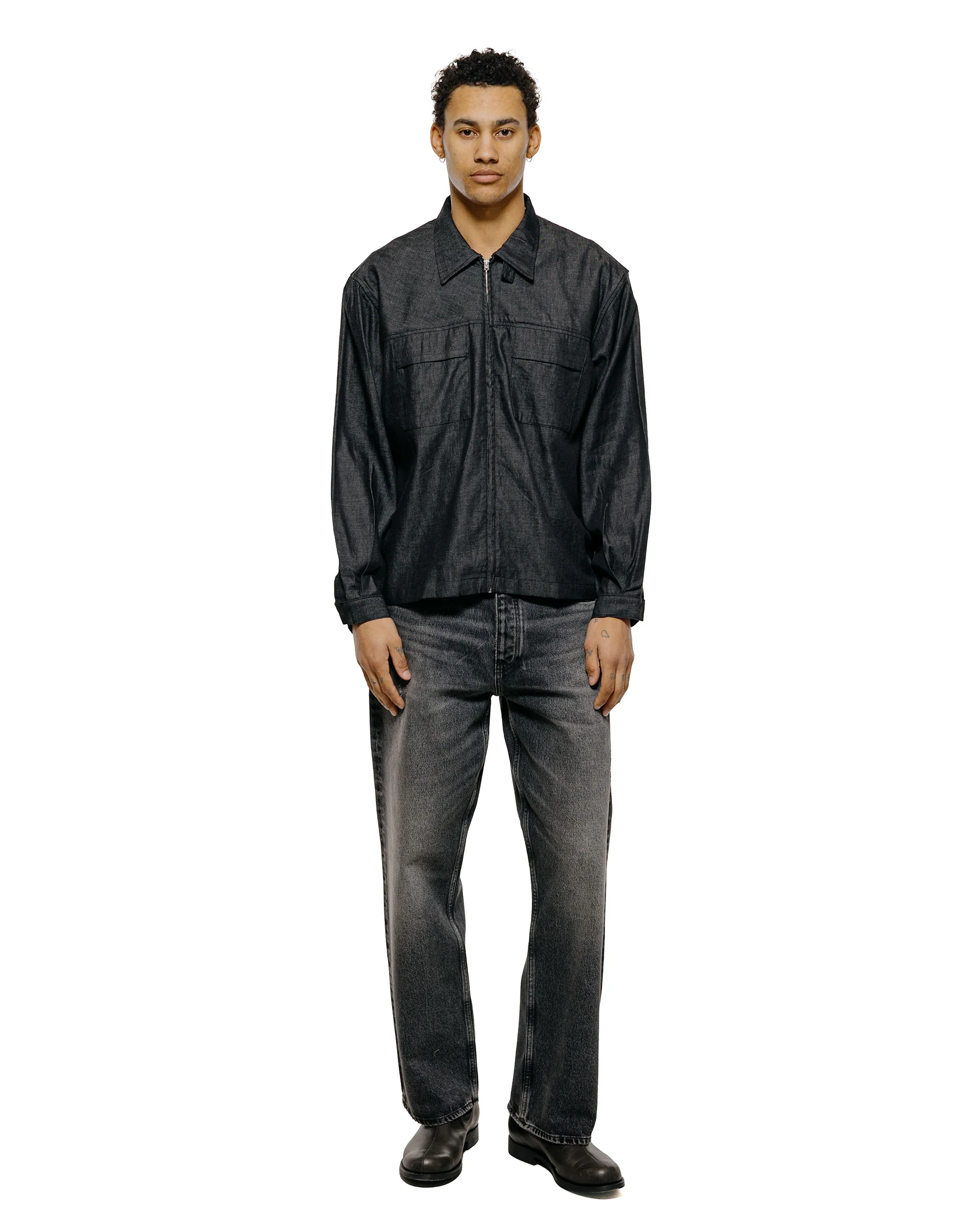 Lady White Co. Joliet Zip Shirt Black Chambray - Image 4
