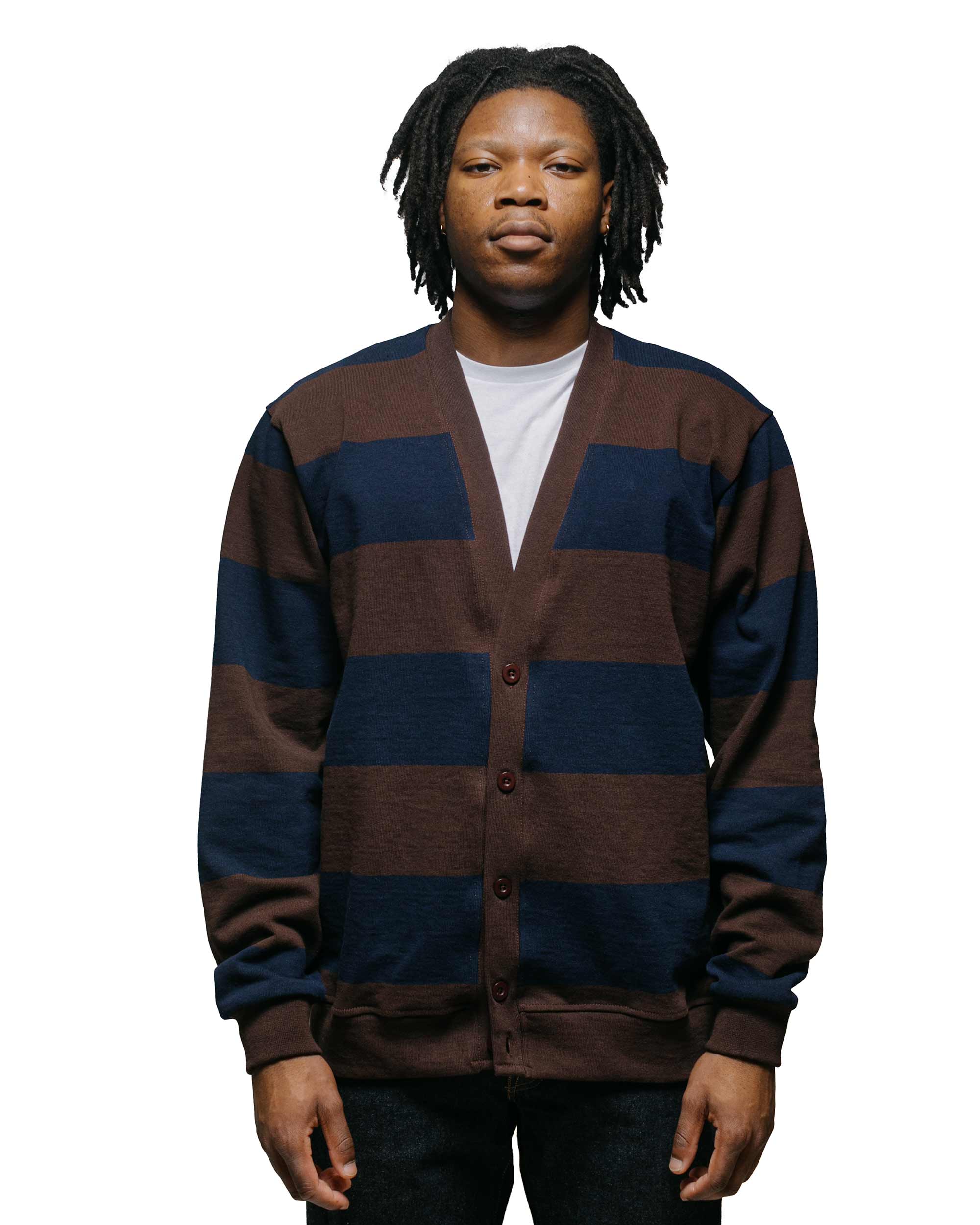 Lost & Found Classic Cardigan Navy/Brown - Image 2
