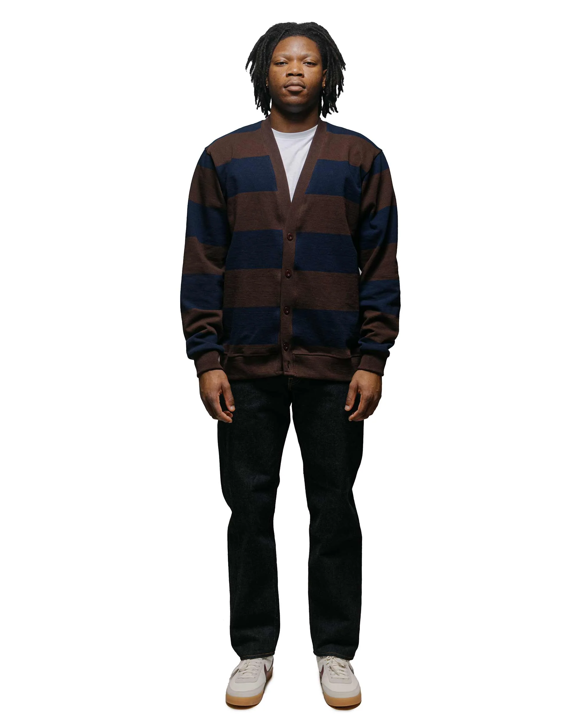 Lost & Found Classic Cardigan Navy/Brown - Image 4
