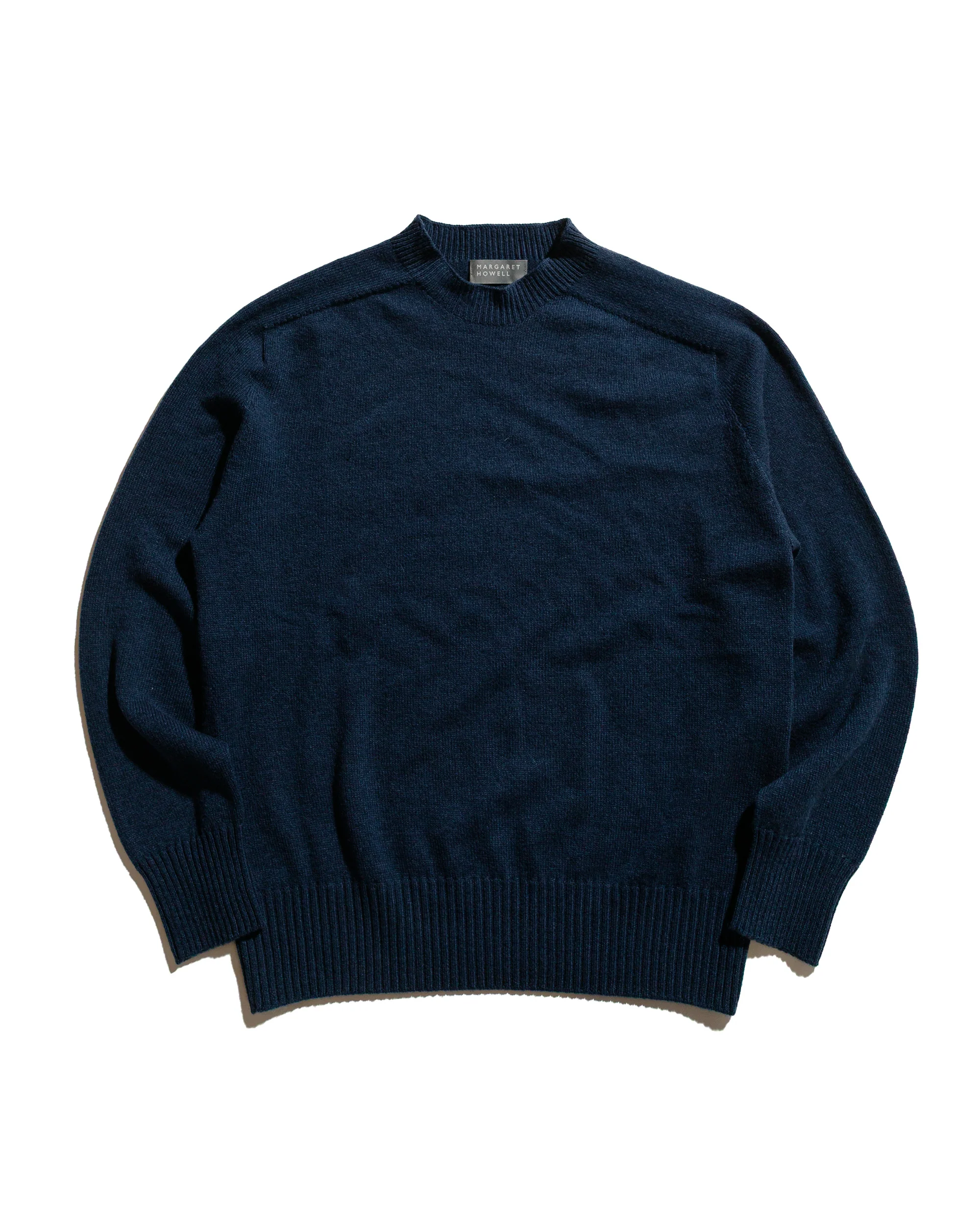 Margaret Howell Seamless Crew Neck Cashmere Cotton Ocean Blue