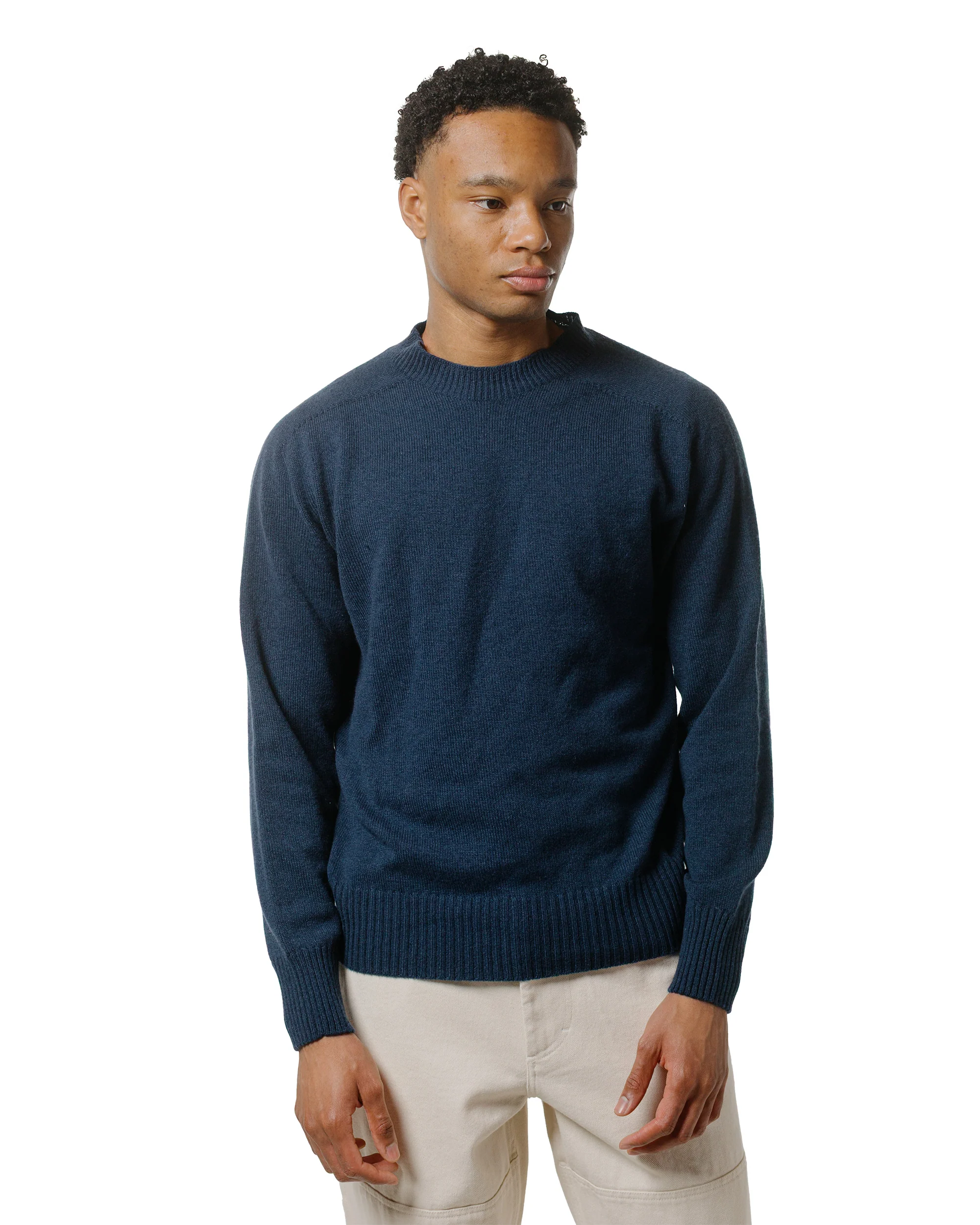 Margaret Howell Seamless Crew Neck Cashmere Cotton Ocean Blue - Image 2