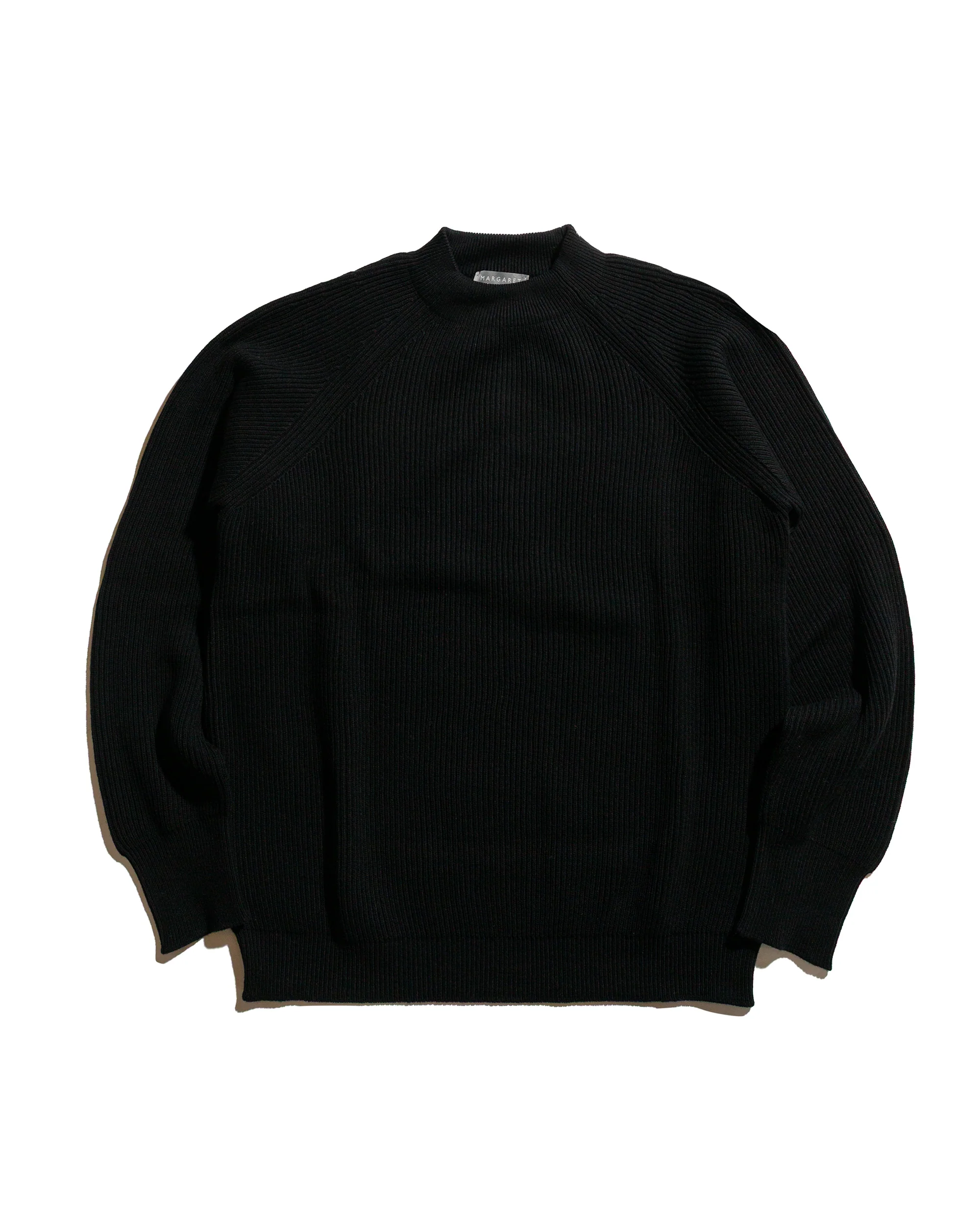 Margaret Howell Simple Rib Crew Neck Cotton Wool Black