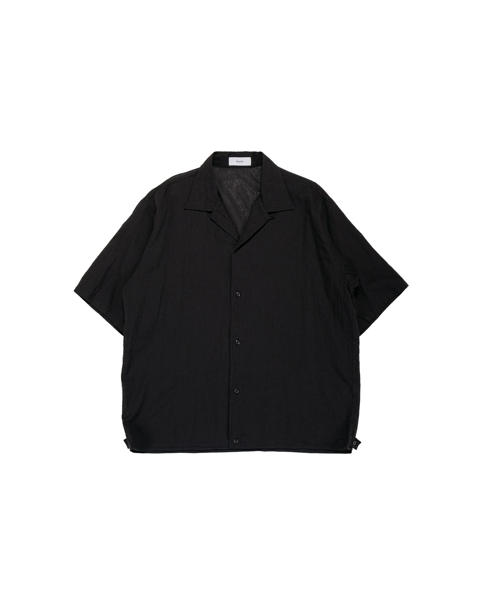 marka Open Collar S/S Shirt High Twisted Dobby Cloth Black