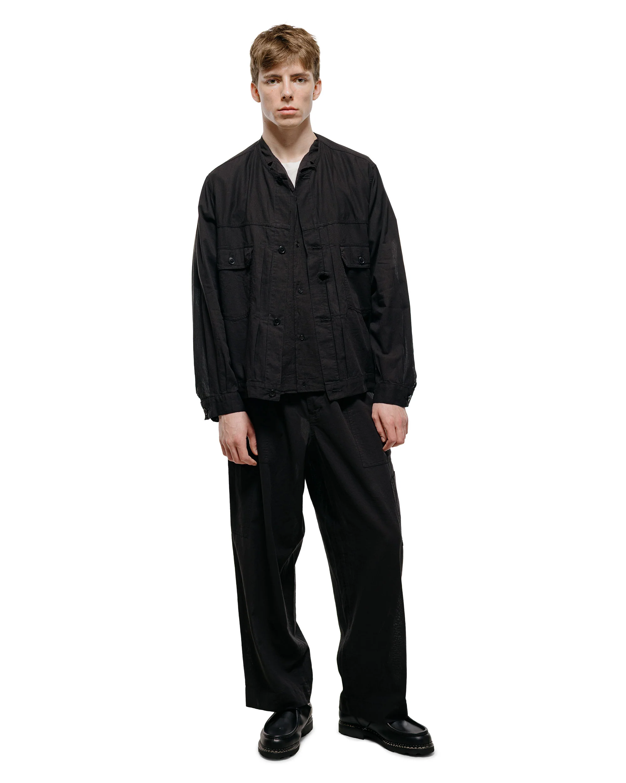 marka Open Collar S/S Shirt High Twisted Dobby Cloth Black - Image 5
