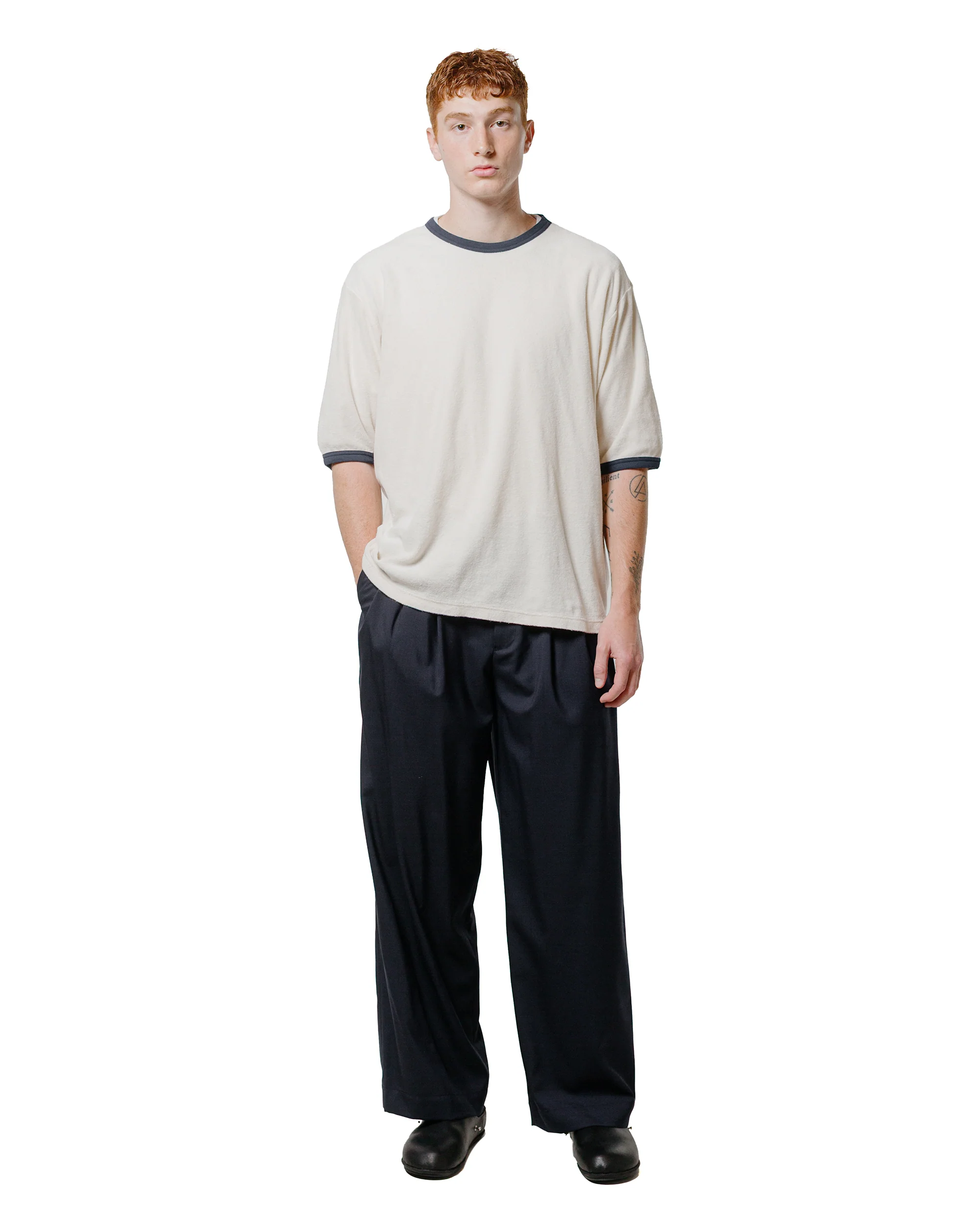 marka Ringer Pile Tee Organic Cotton Pile Ecru - Image 4