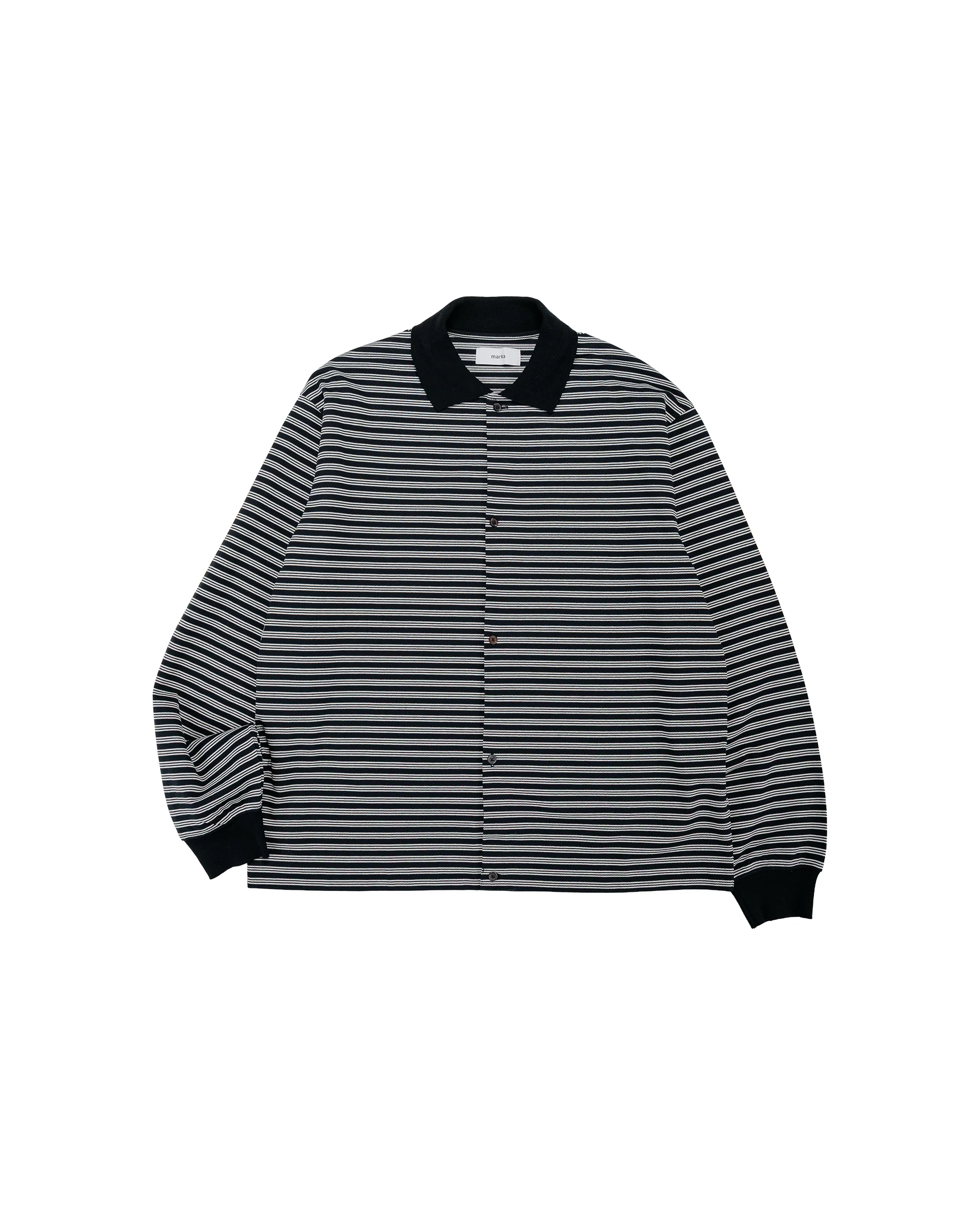marka Shirt Cardigan Cotton High Twisted Pique Black Border