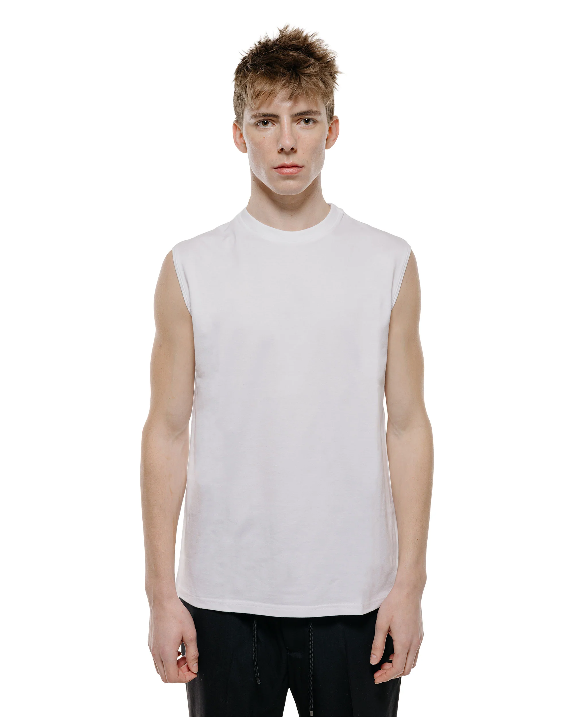 marka Sleeveless Tee 40/2 Organic Cotton Knit White - Image 2