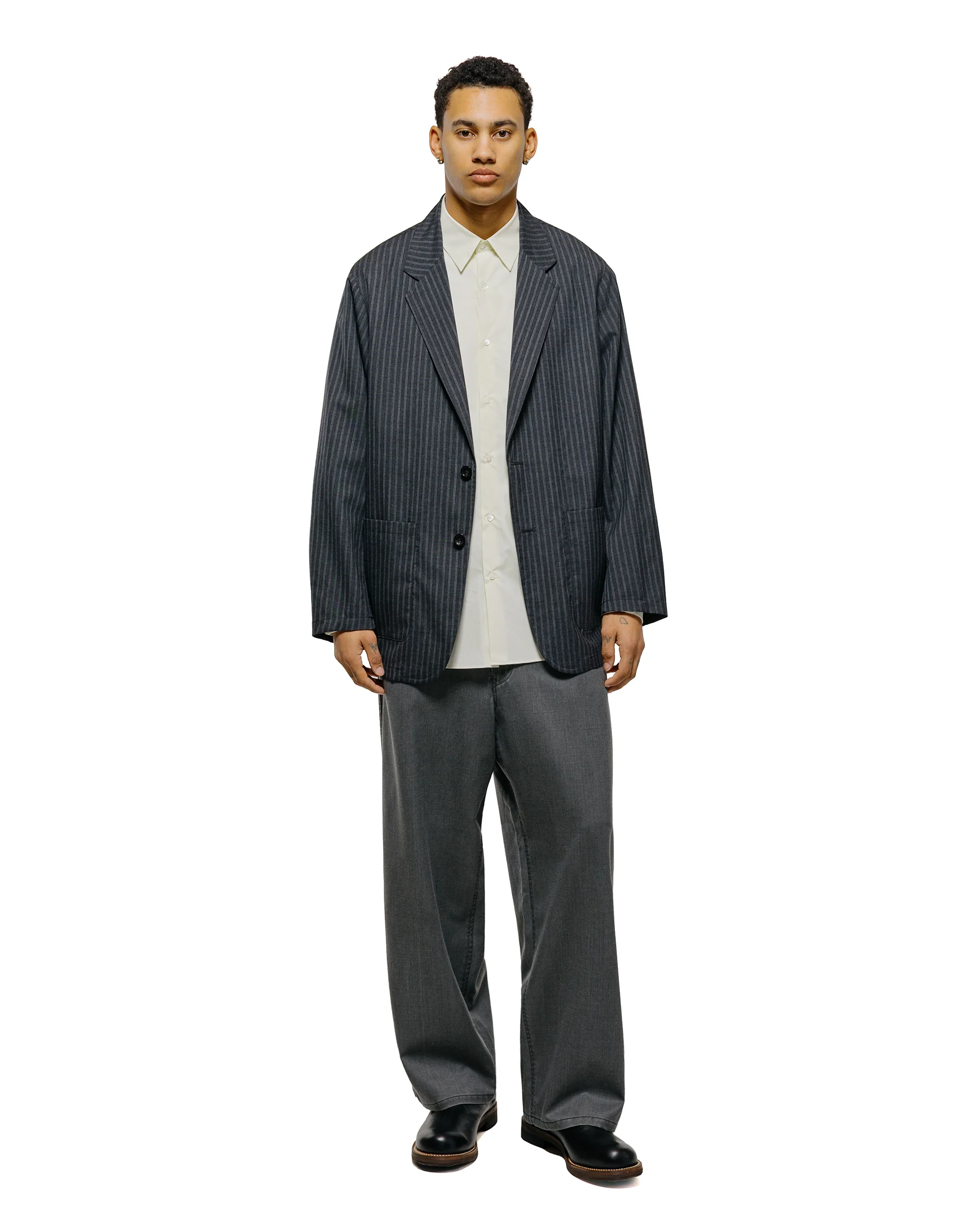 marka Stroll Around Jacket 2/72 Wool Tropical Washer Gray Stripe - Image 4