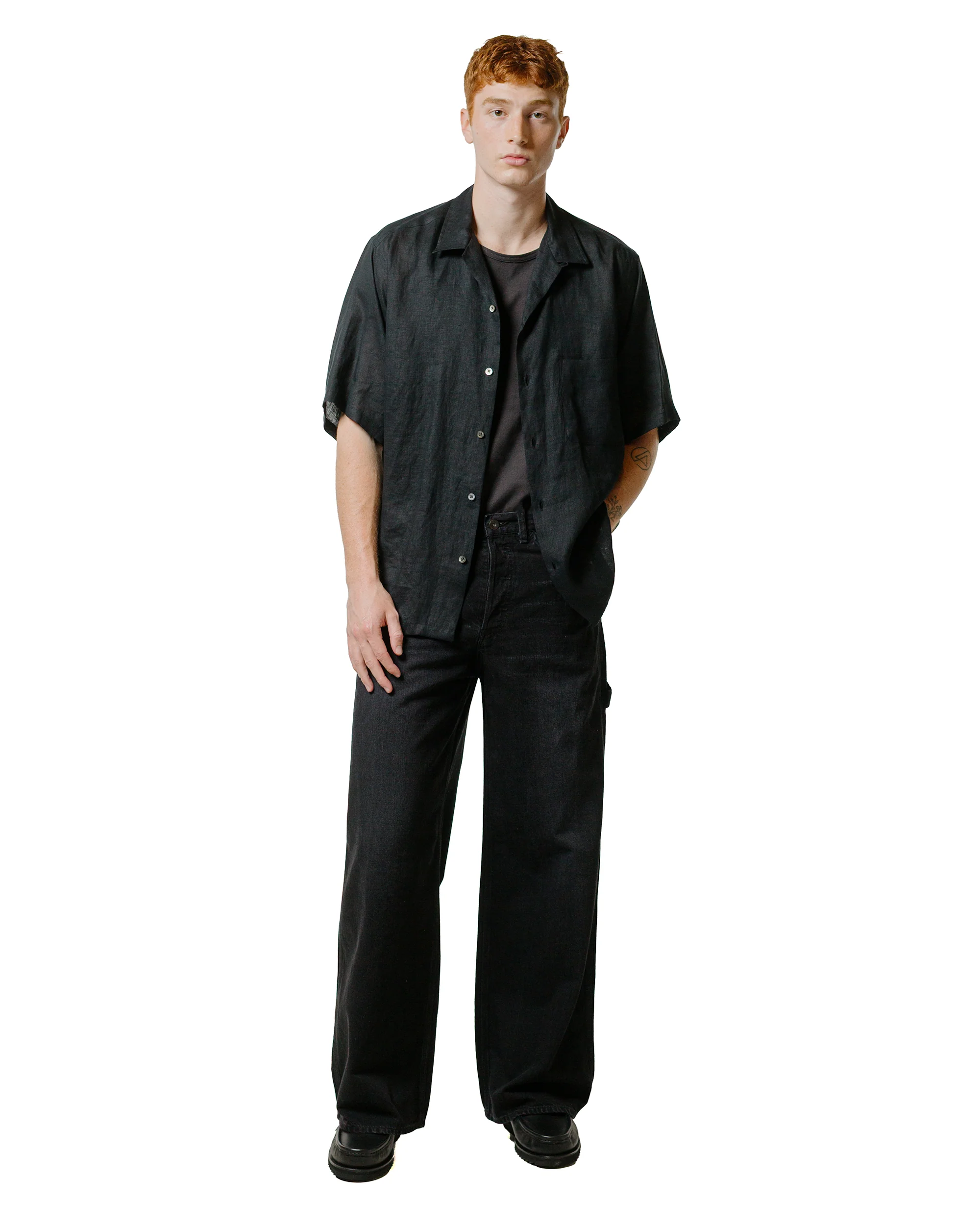 marka Wide Painter Pants Organic Cotton 10oz Denim Black - Image 4