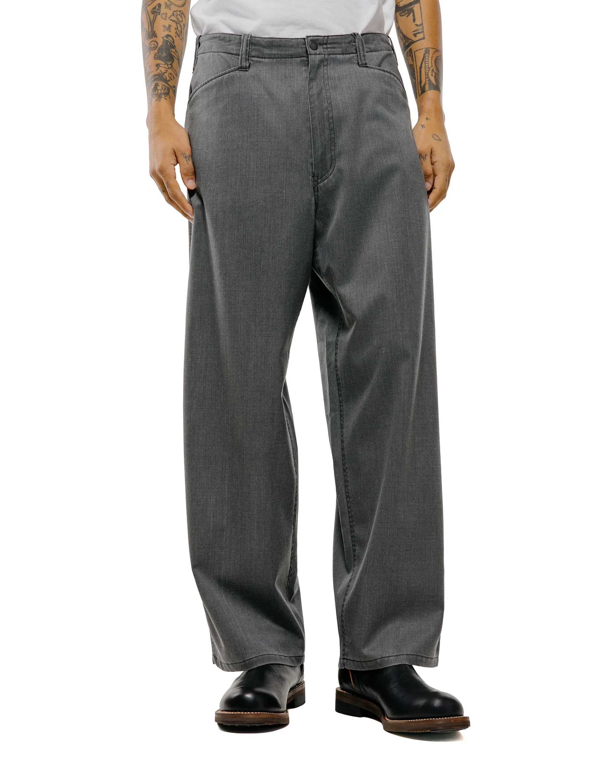 marka Work Pants Wool Gabardine Pigment Print Charcoal Gray - Image 2