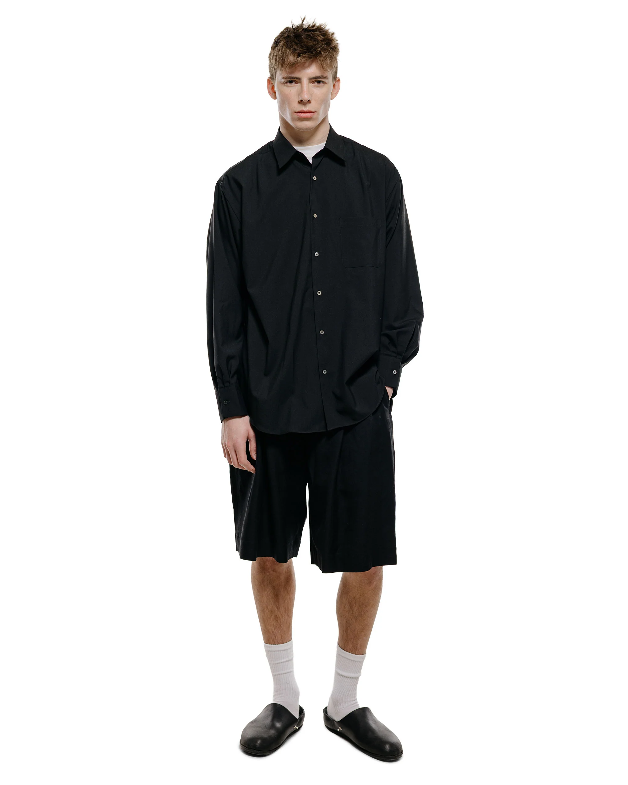 MARKAWARE Comfort Fit Shirt Organic Wool 2/80 Tropical Black - Image 4