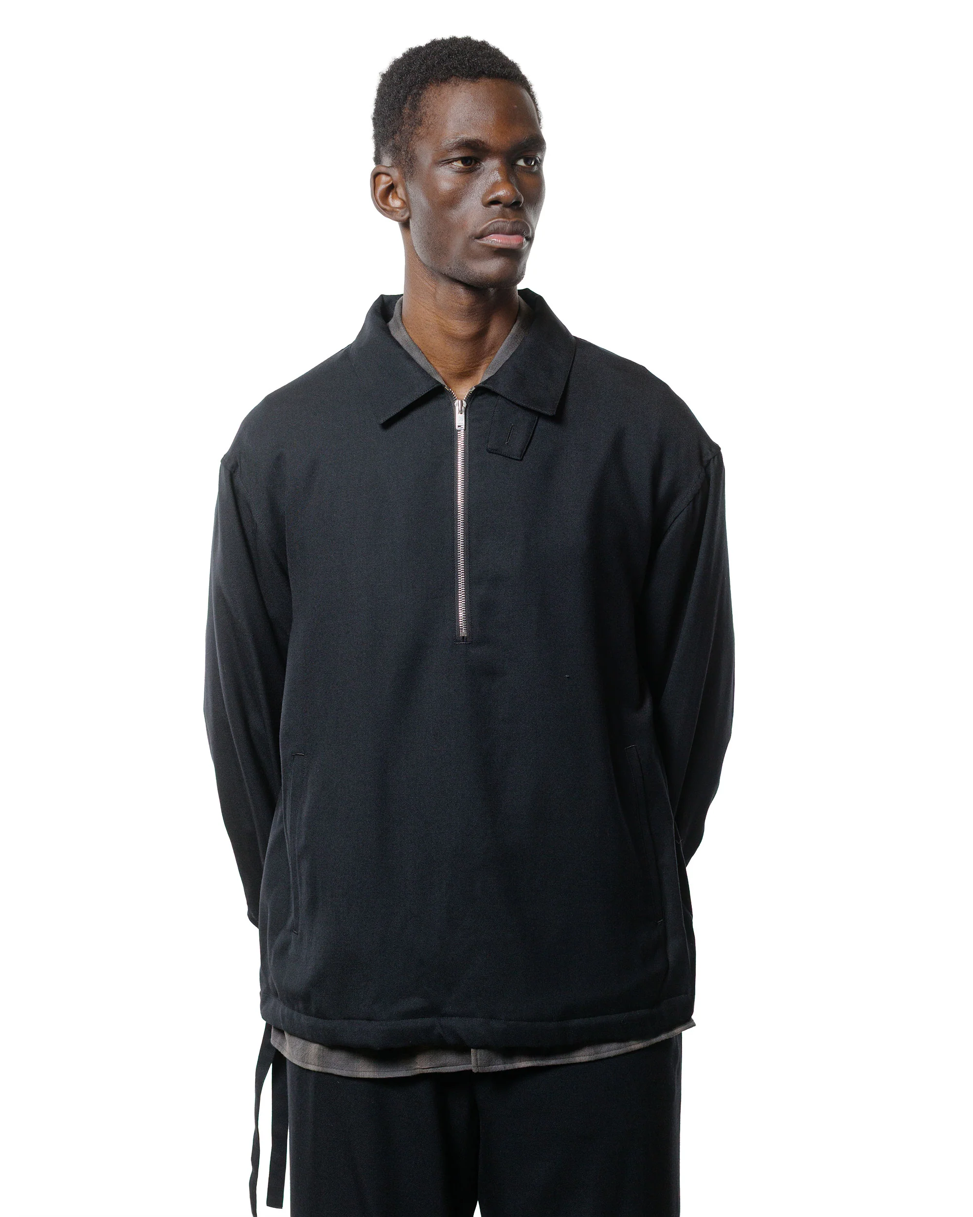 MARKAWARE Half Zip Service Jacket 2/80 Organic Wool Viyella Black - Image 2