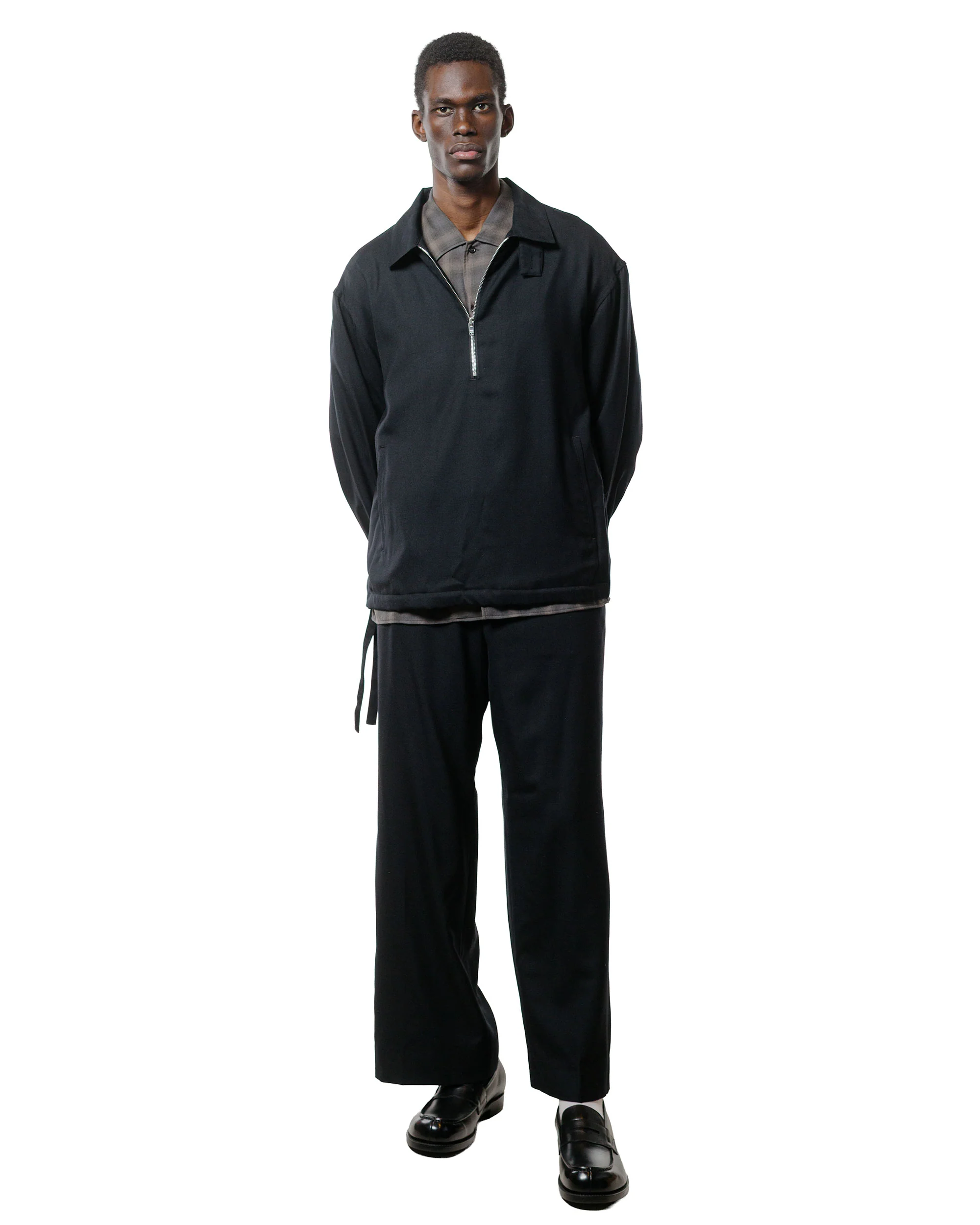 MARKAWARE Half Zip Service Jacket 2/80 Organic Wool Viyella Black - Image 4