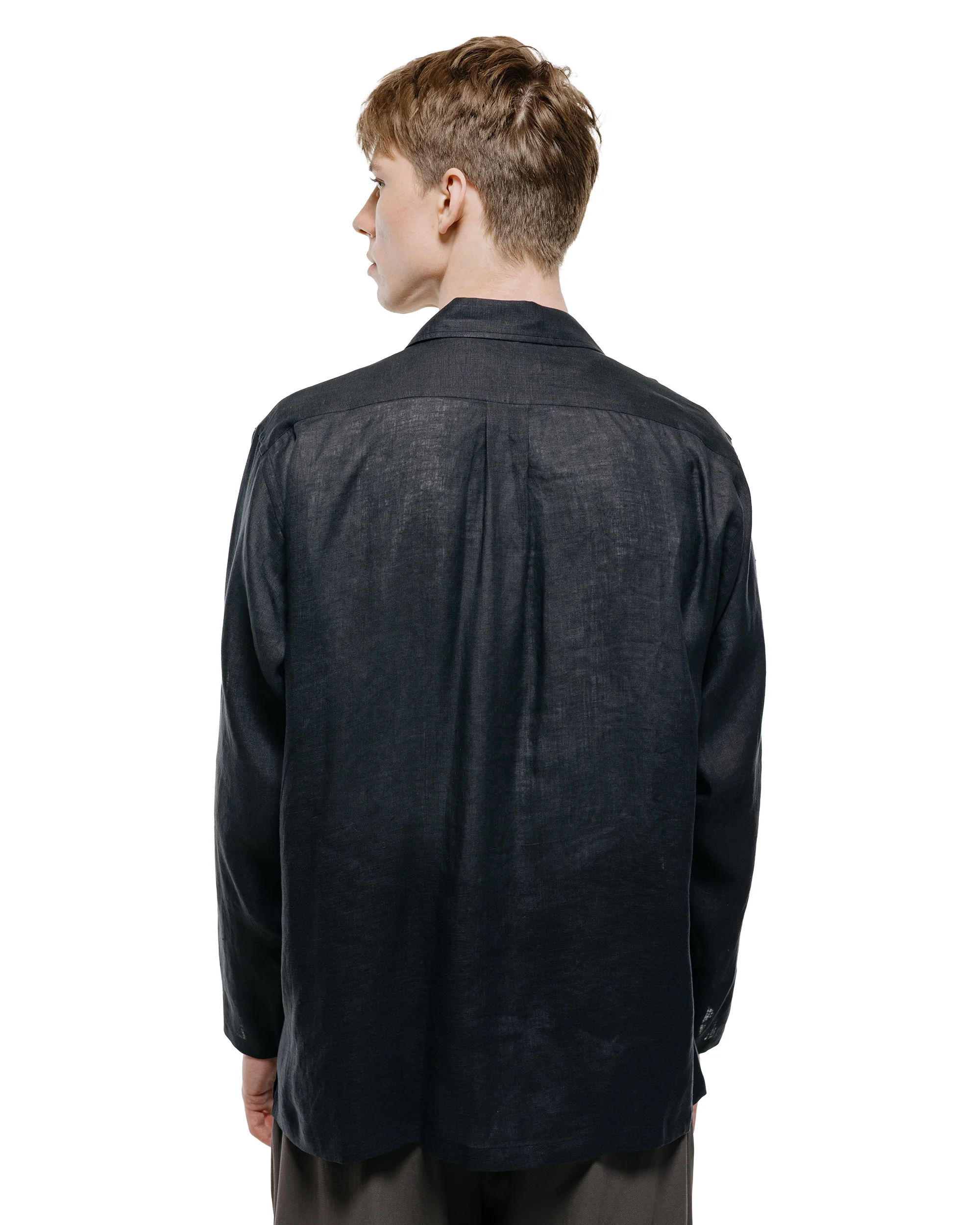 MARKAWARE Open Collar Shirt Hemp Shirting Black - Image 3