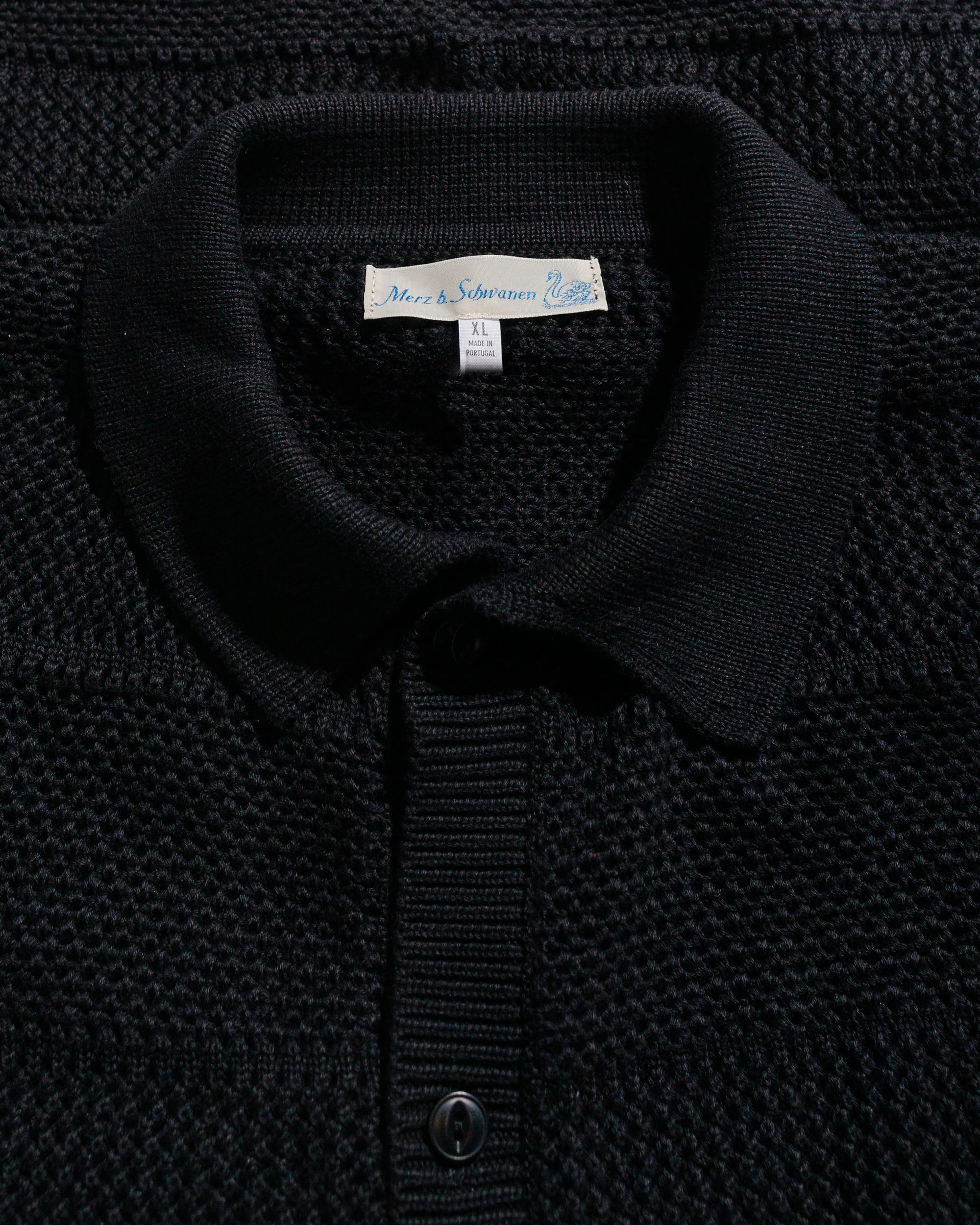 Merz B. Schwanen KNITSHIRT01 Crochet Shirt Deep Black - Image 5