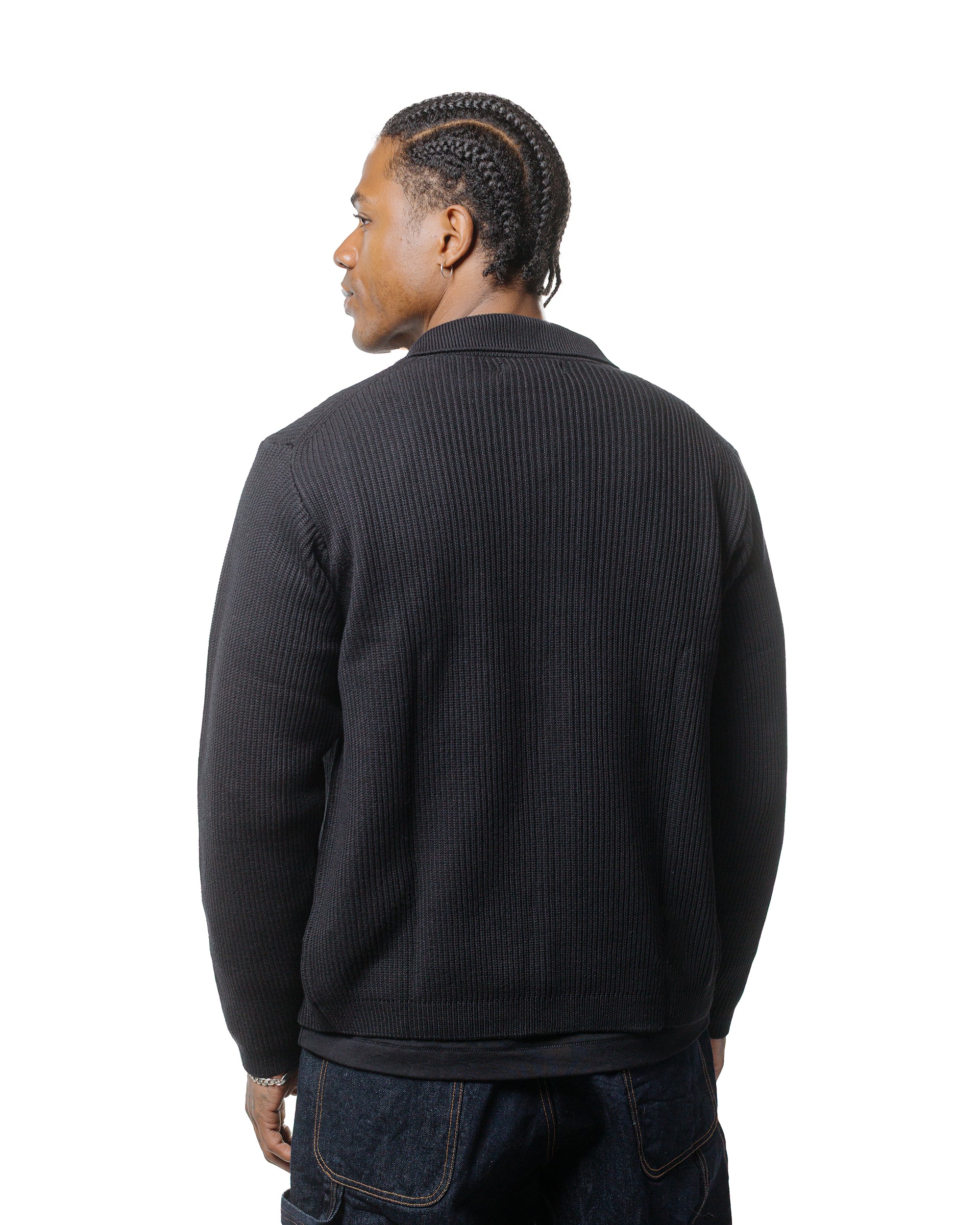 Merz B. Schwanen KNITSHIRT05 Ribbed Knitshirt Deep Black - Image 3
