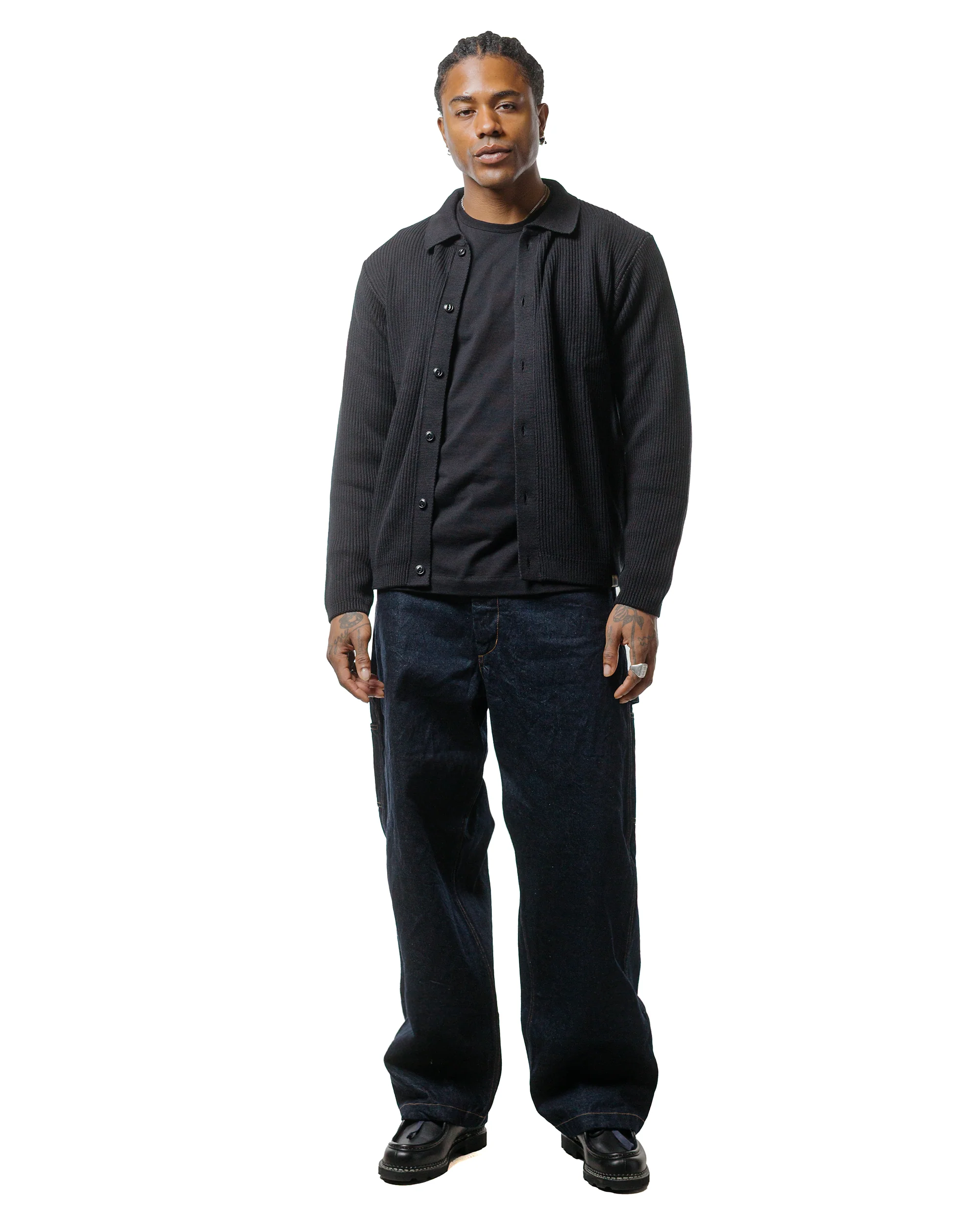 Merz B. Schwanen KNITSHIRT05 Ribbed Knitshirt Deep Black - Image 4