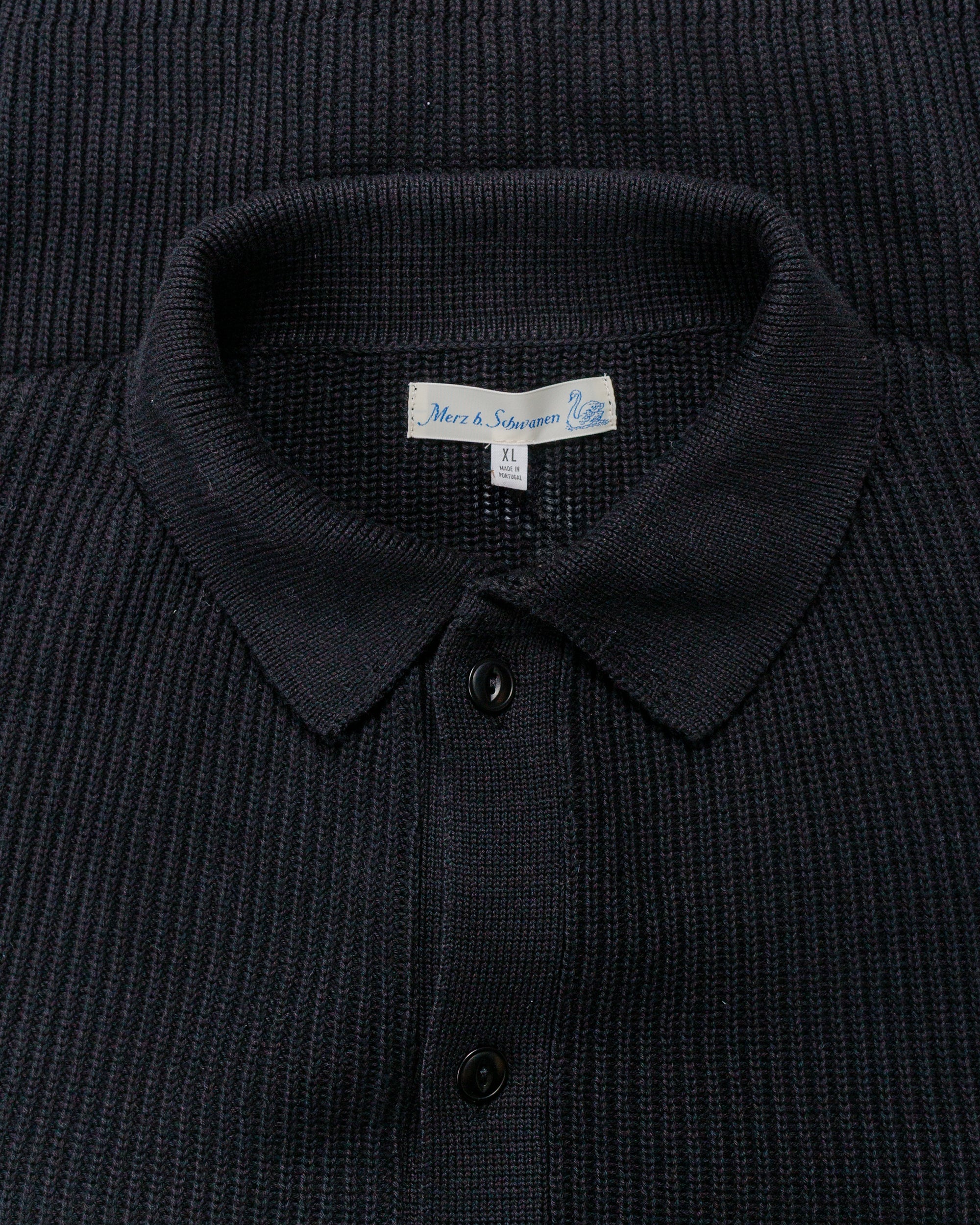 Merz B. Schwanen KNITSHIRT05 Ribbed Knitshirt Deep Black - Image 5
