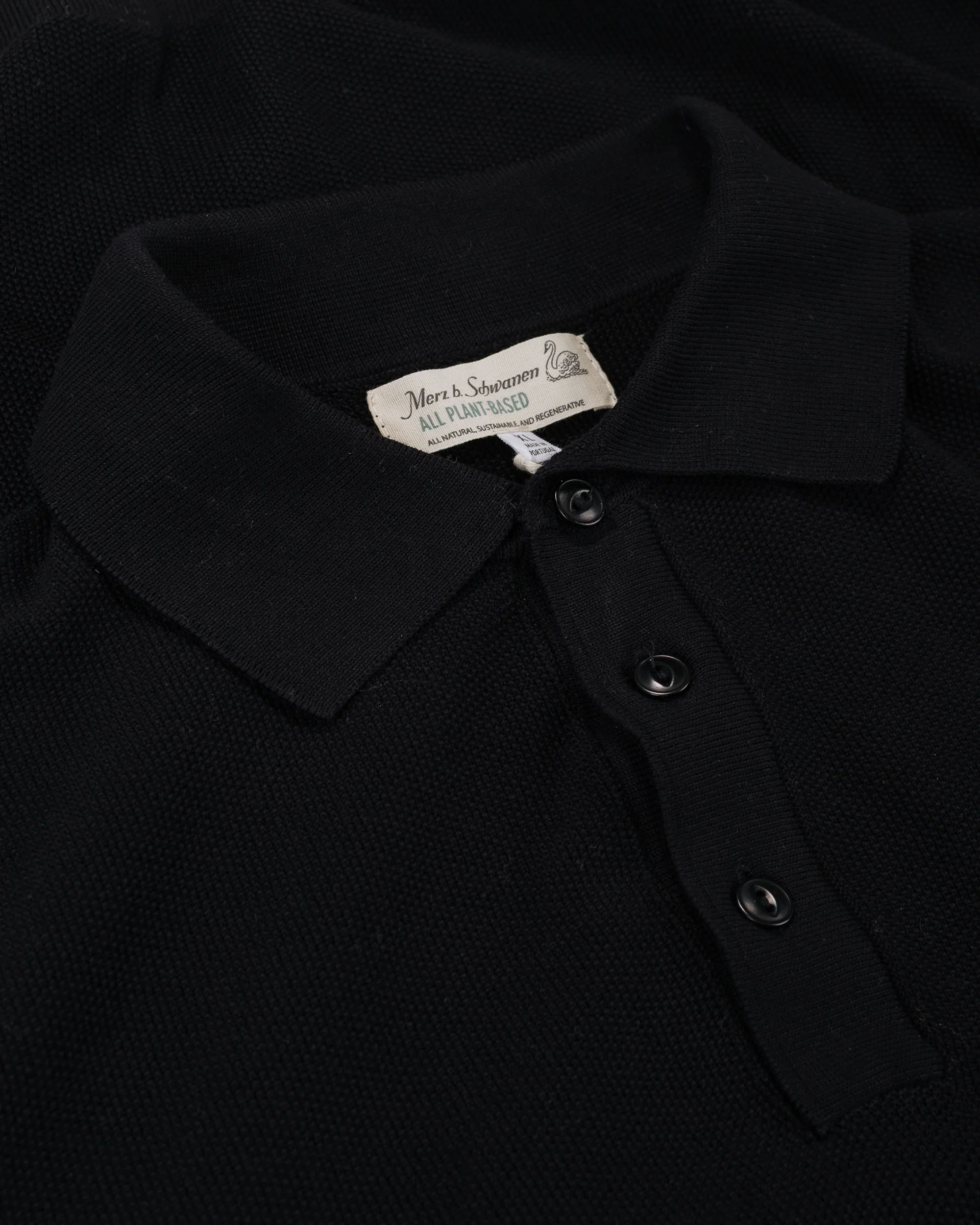 Merz B. Schwanen KPLP02 Knitted Polo Deep Black - Image 4