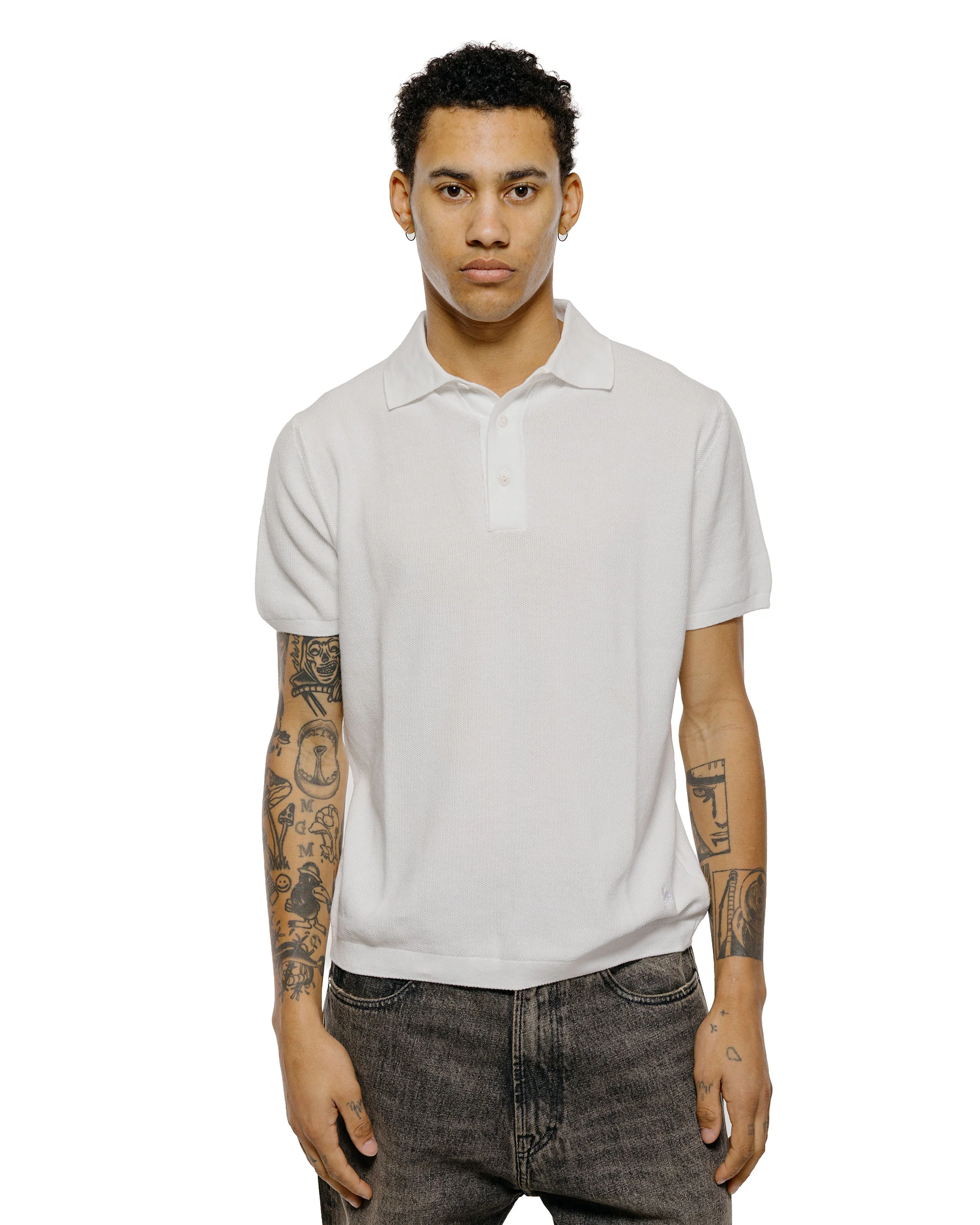 Merz B. Schwanen KPLP02 Knitted Polo White - Image 2