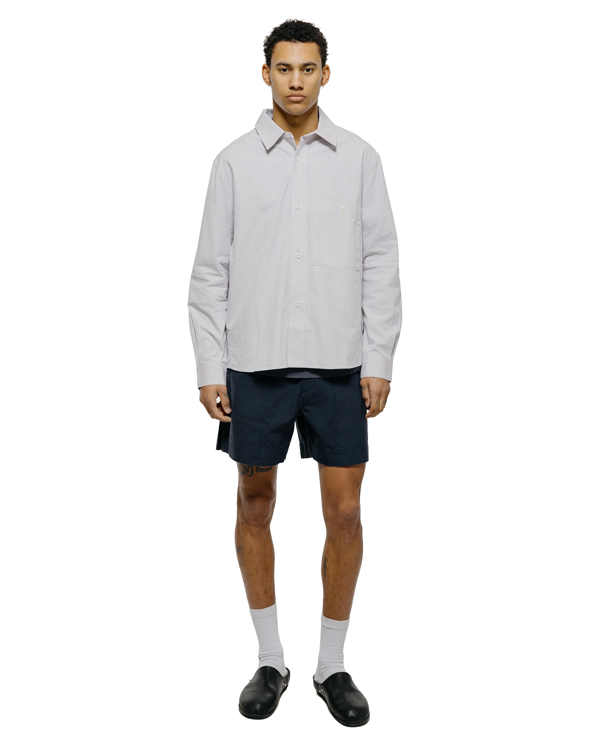 MHL Overall Shirt Plainweave Cotton Canvas Pebble - Image 4