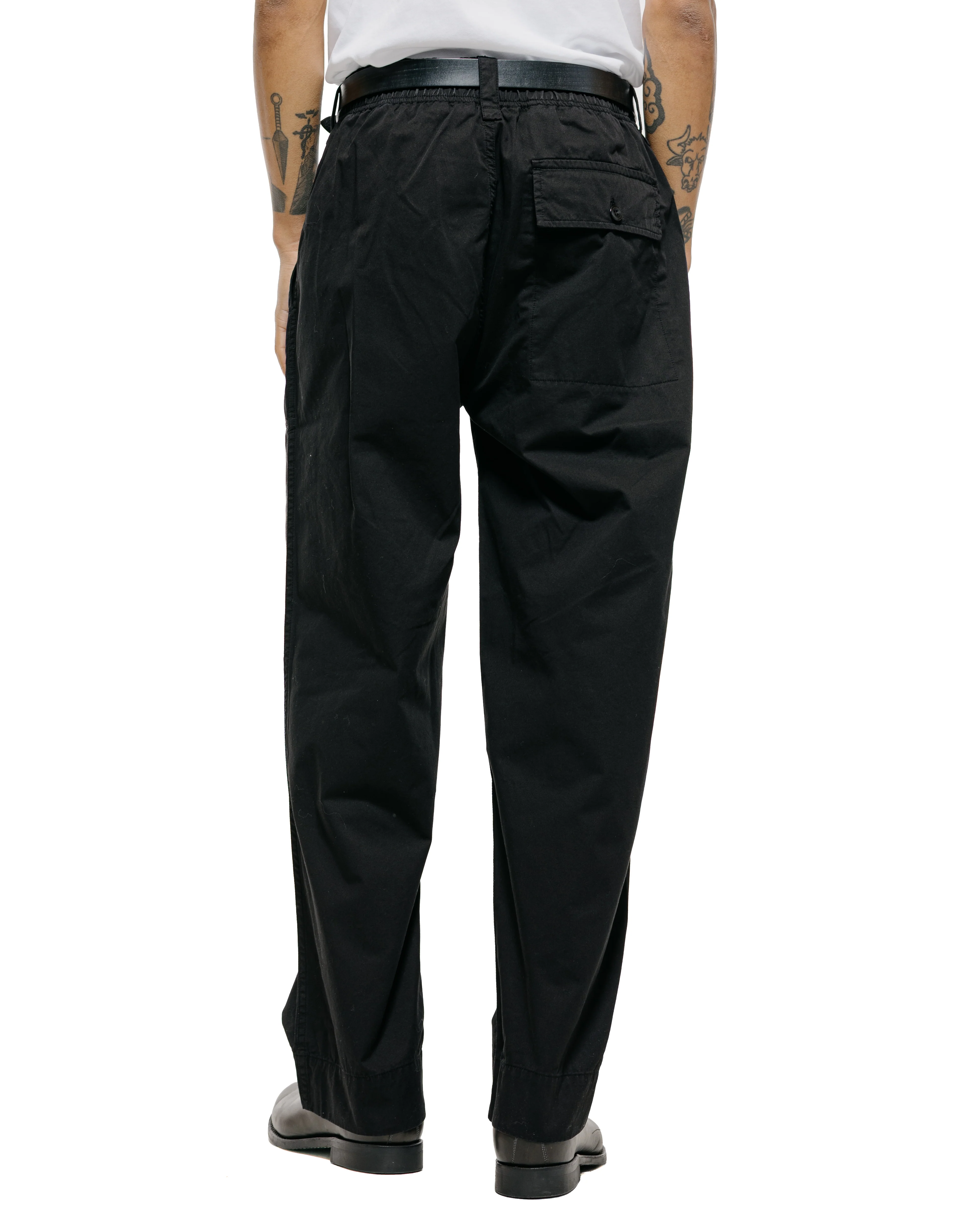 MHL Patch Pocket Utility Trousers Matte Cotton Twill Black - Image 3