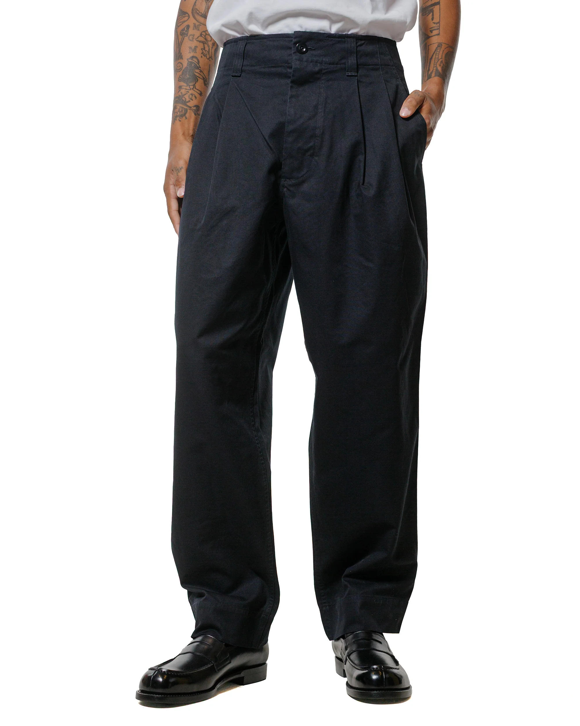 MHL Stitch Pleat Trouser Compact Cotton Canvas Black - Image 2