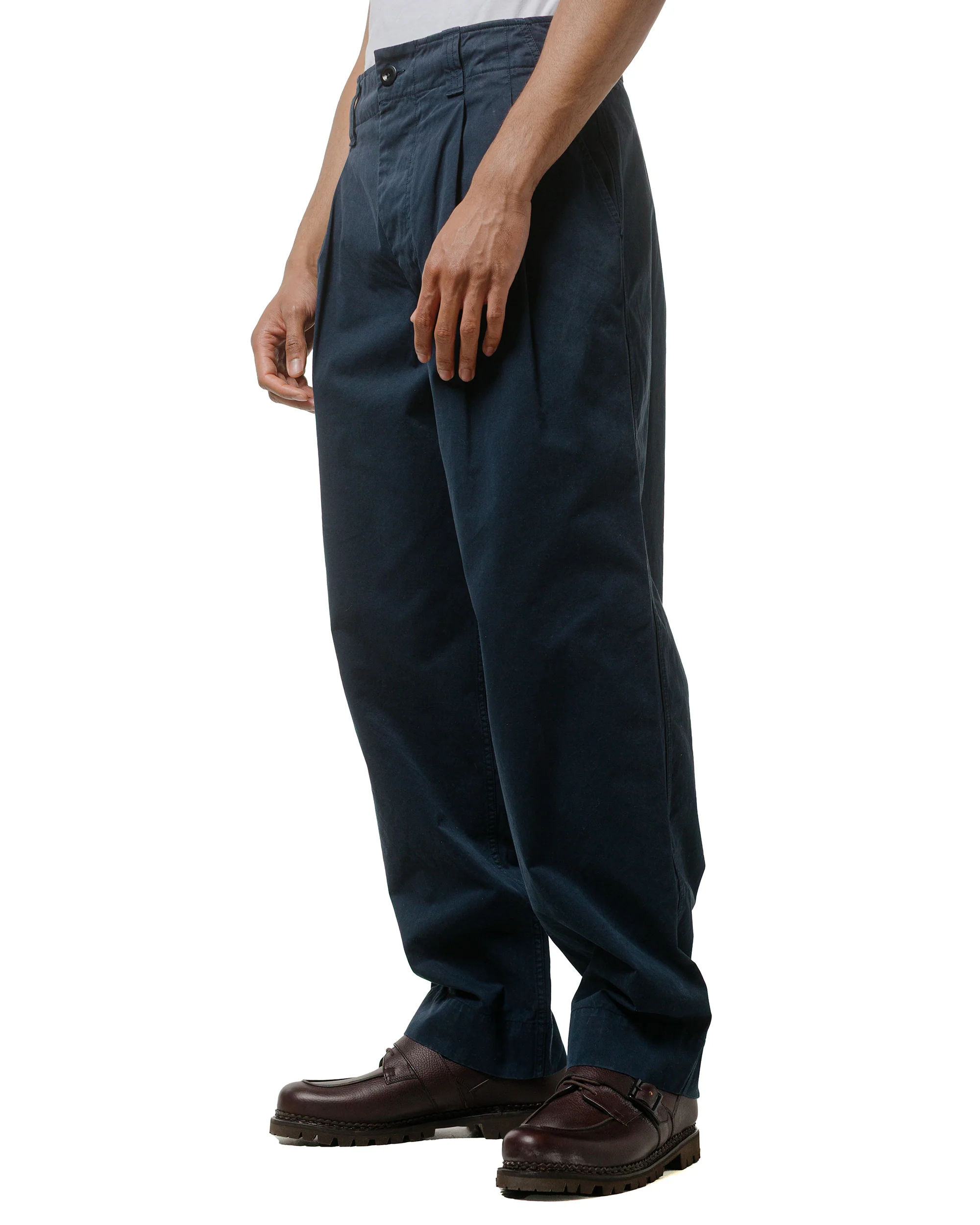 MHL Stitch Pleat Trouser Tough Cotton Twill Dark Ink - Image 2
