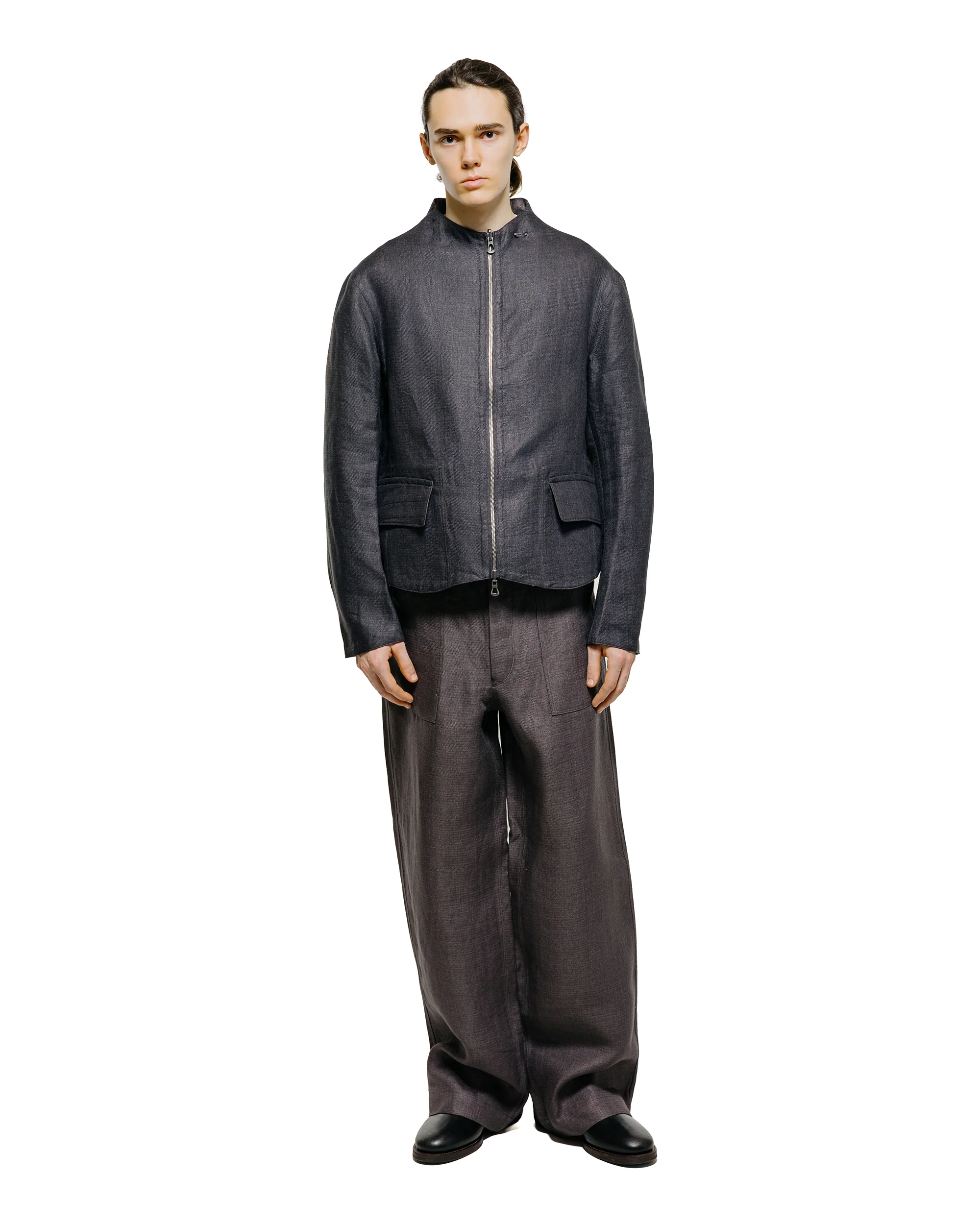 MotivMfg Gilet Jacket Double Face Linen Serge/Navy/Aubergine - Image 5